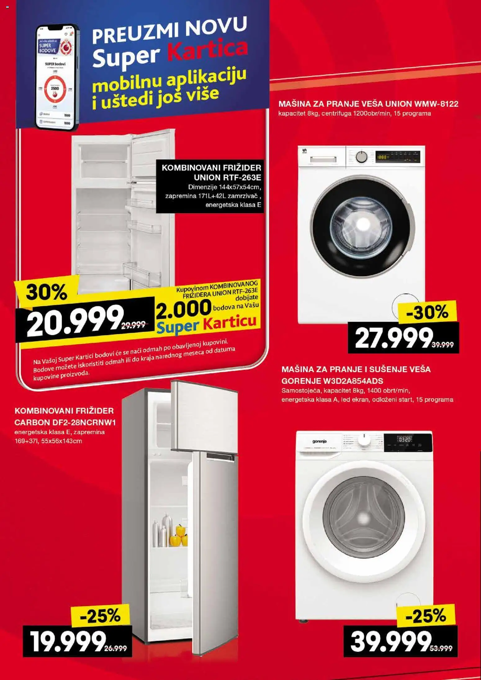 Roda katalog - važi od 15.01.2026 | Strana: 16 | Proizvode: Mašina za pranje veša, Kombinovani frižider, Frižider, Zamrzivač