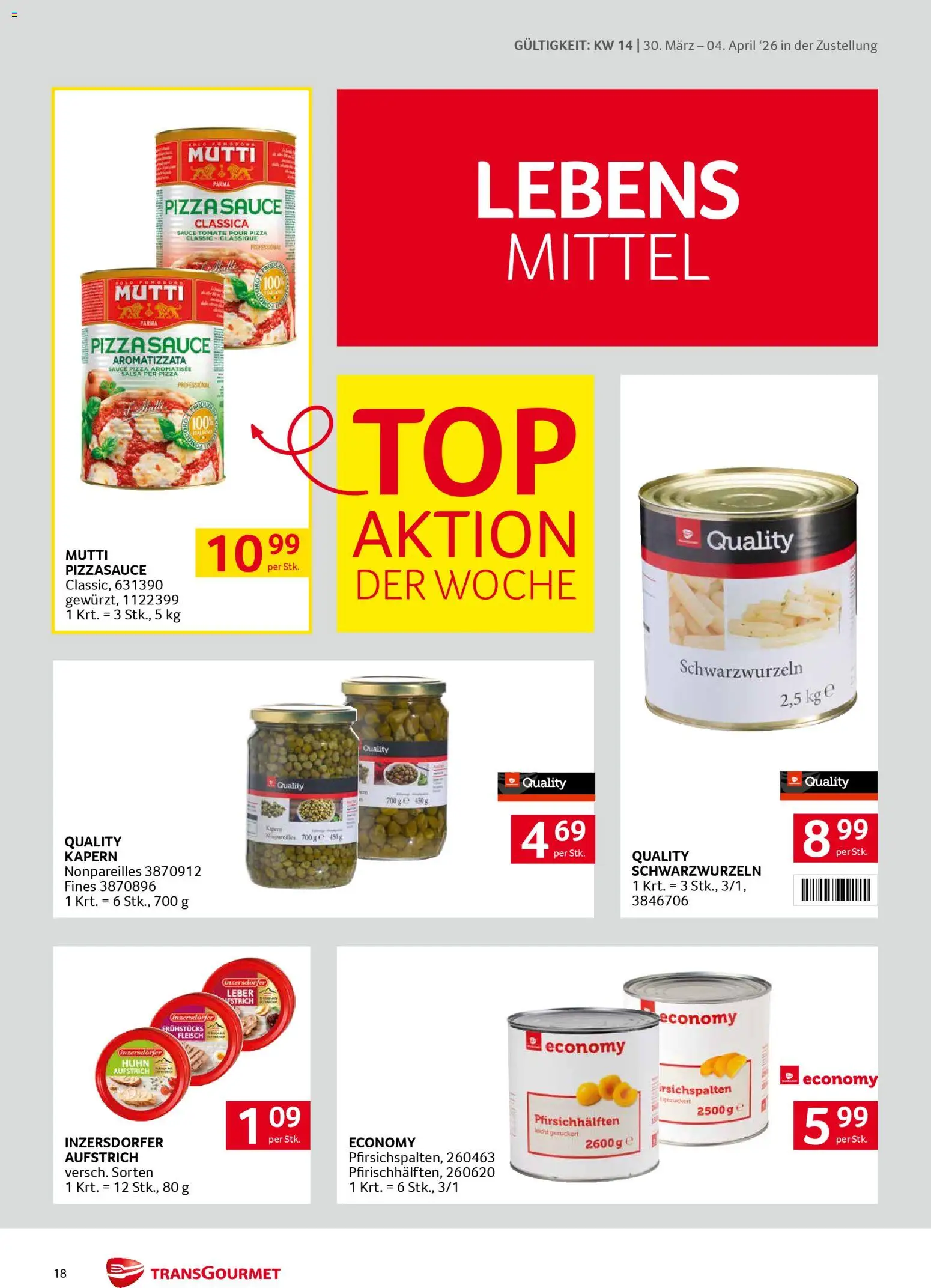 Transgourmet Zustellaktion gültig ab 30.03.2026 | Seite: 18 | Produkte: Pizza