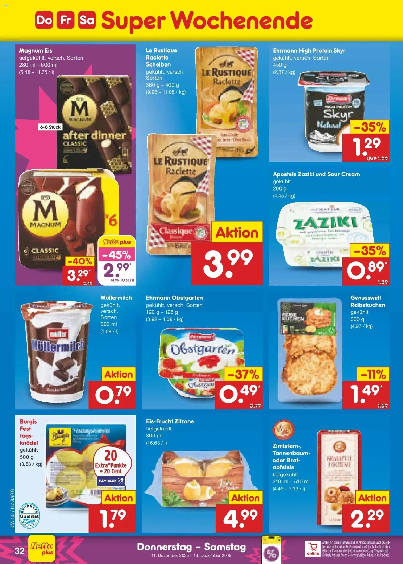Netto Marken-Discount Prospekt 	 – gültig ab 08.12.2025 | Seite: 40 | Produkte: Skyr, Müllermilch, Raclette, Eis