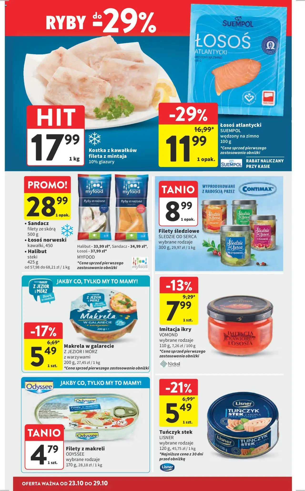 Intermarche Gazetka od 23.10.2025 | Strona: 22 | Produkty: Steki, Sandacz, Halibut, Makrela