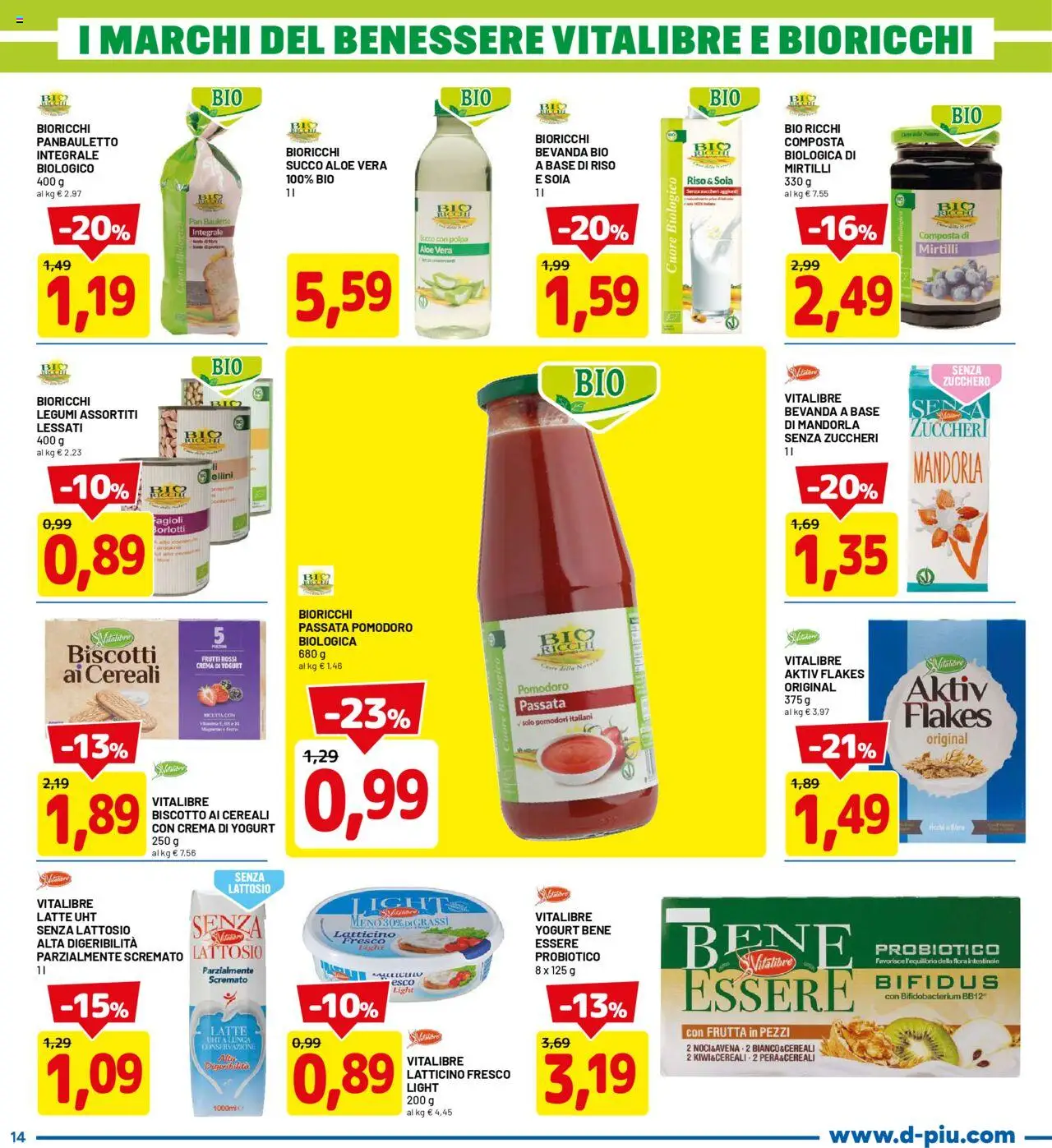 Volantino D Più del 18.08.2025 | Pagina: 14 | Prodotti: Yogurt, Cereali, Biscotti, Mirtilli