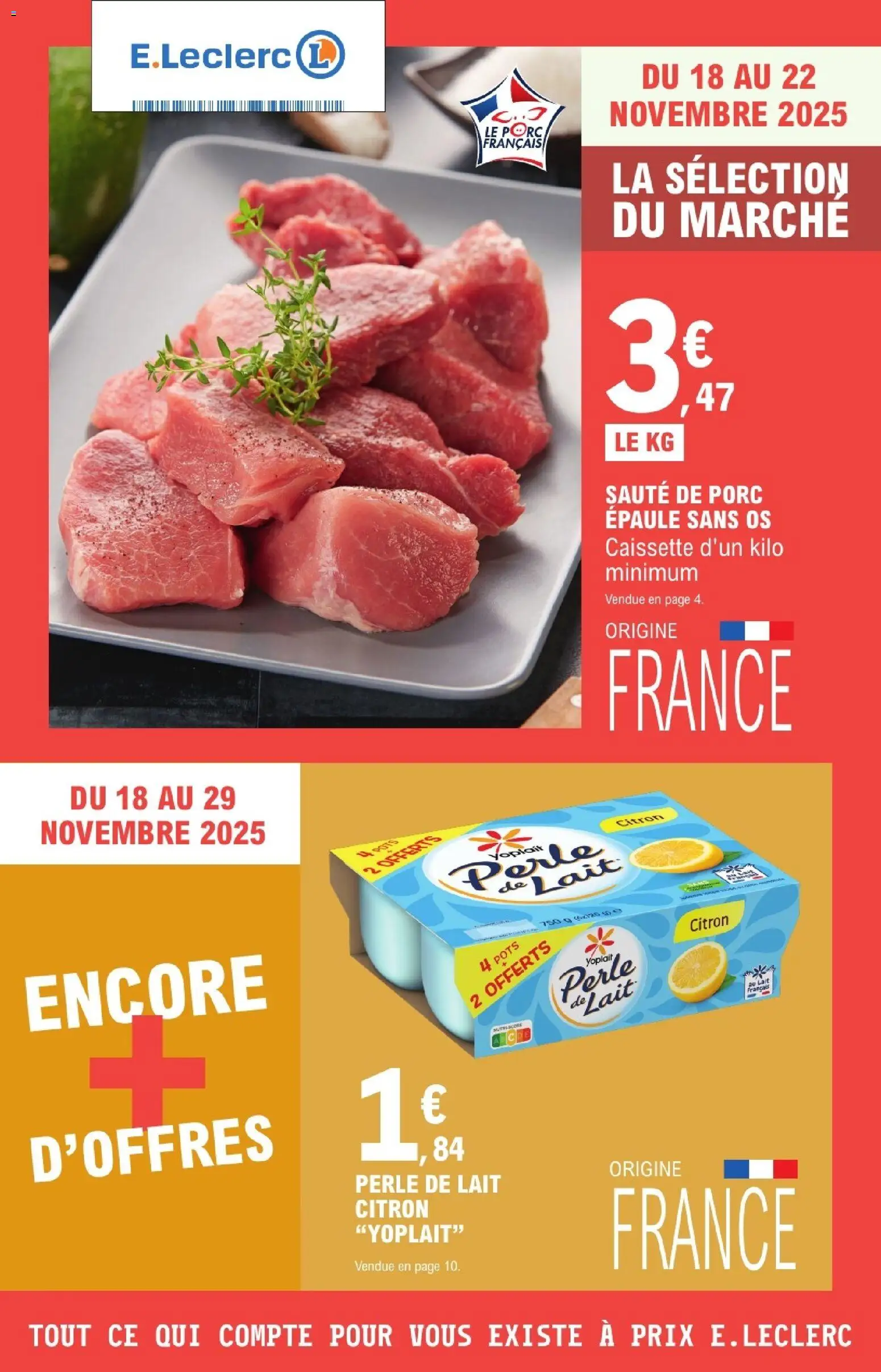 {H1} | Page: 1 | Produits: Citron, Sauté de porc, Lait, Porc