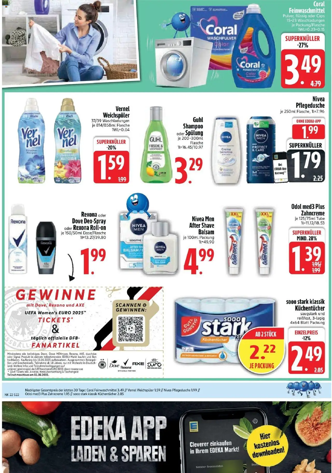 Edeka prospekt Bodenwöhr	 - gültig ab dem 25.05.2025 | Seite: 24 | Produkte: Deodorant, Waschpulver, Weichspüler, Duschdas