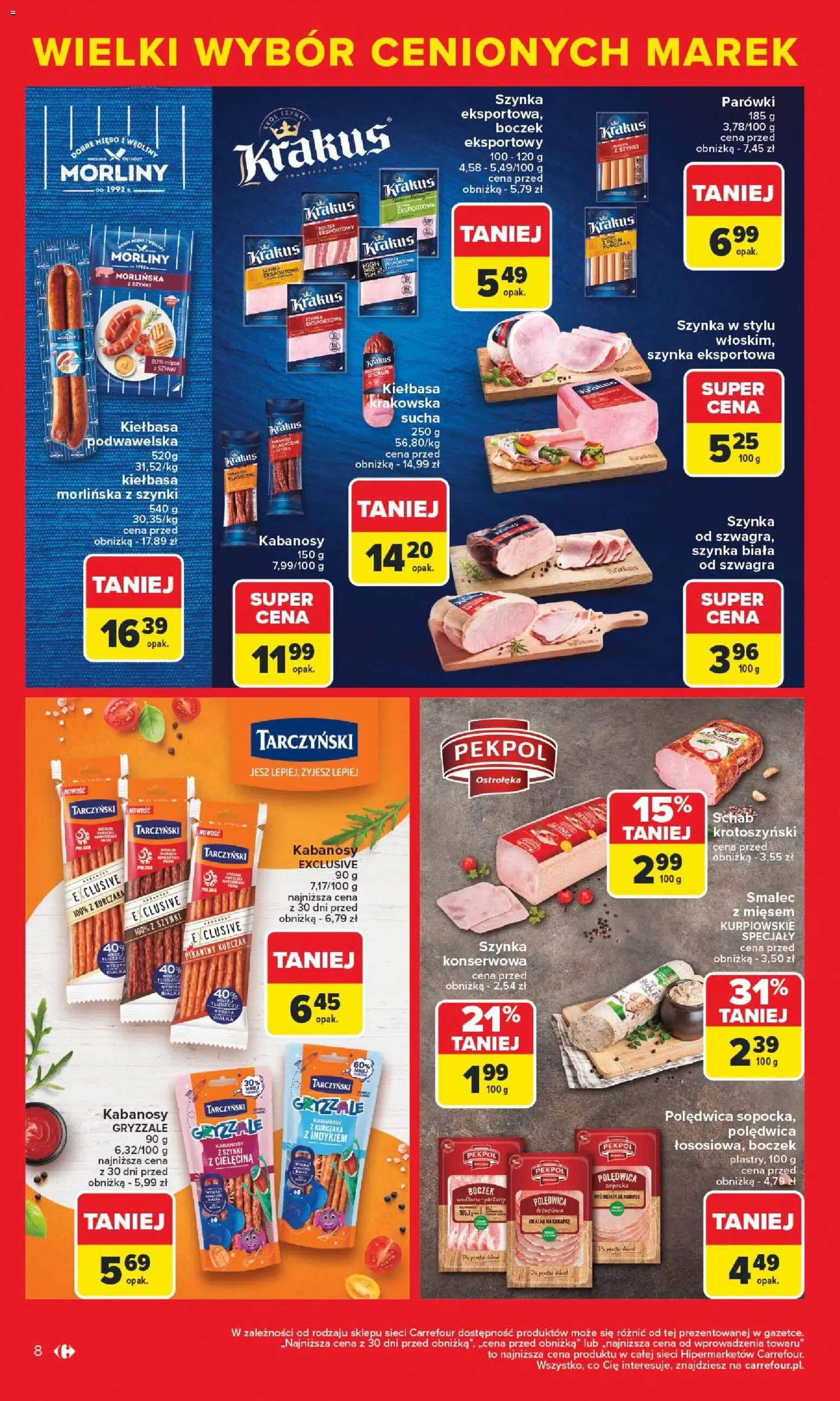 Carrefour Gazetka - Markowe atrakcje cenowe od 27.10.2025 | Strona: 10 | Produkty: Kurczak, Schab, Parówki, Szynka