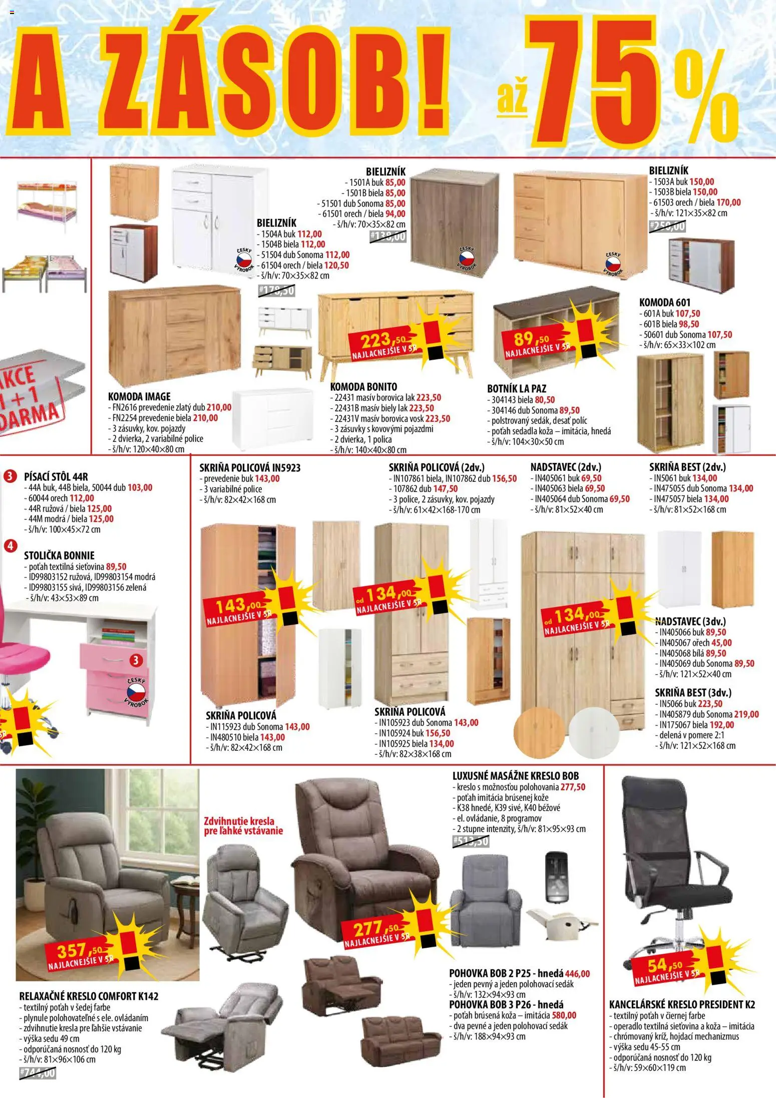 Nové IDEA nábytok akcie – leták je platný od 01.02.2026 | Strana: 3 | Produkty: Kreslá, Pohovka, Skriňa, Masážne kreslo
