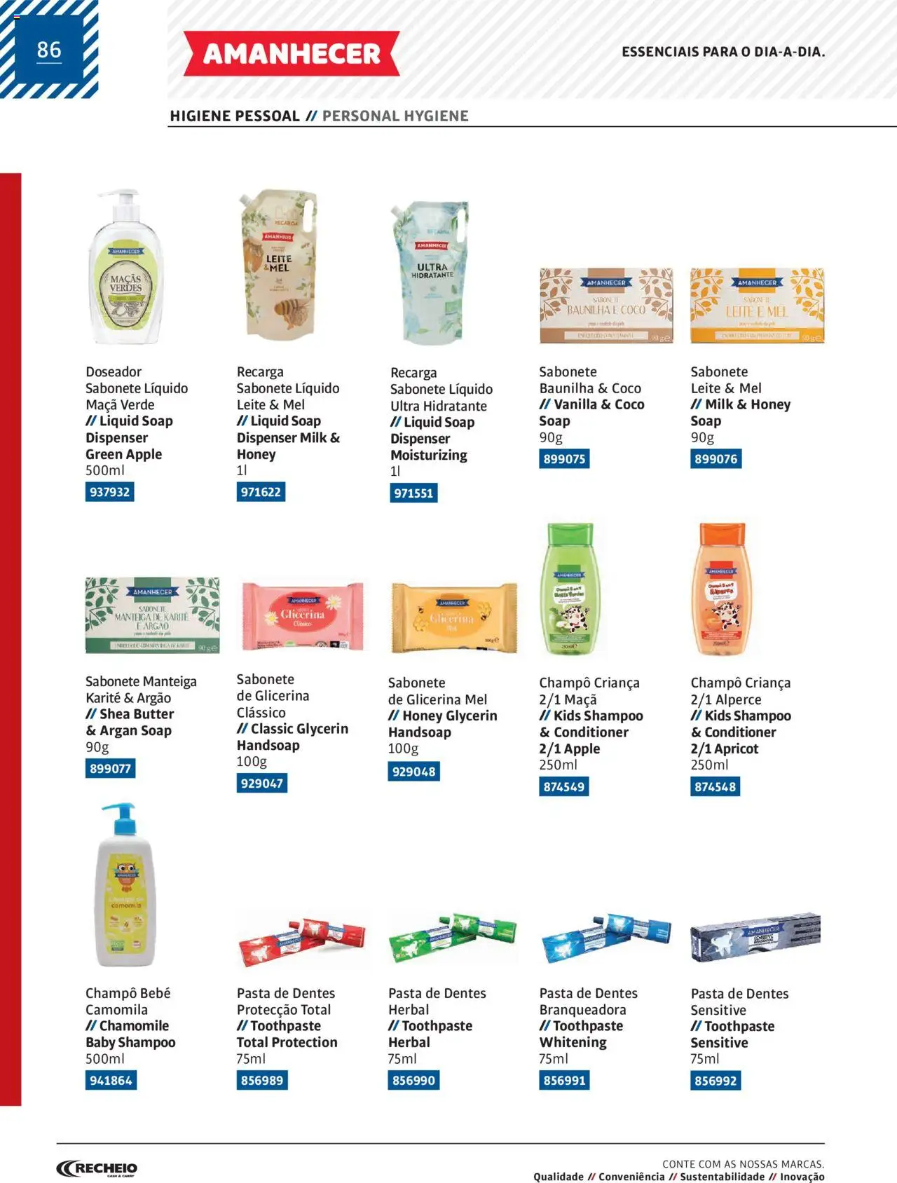 Recheio Amanhecer │ válido de 11.07.2024 | Página: 86 | Produtos: Shampoo, Sabonete, Leite, Maça