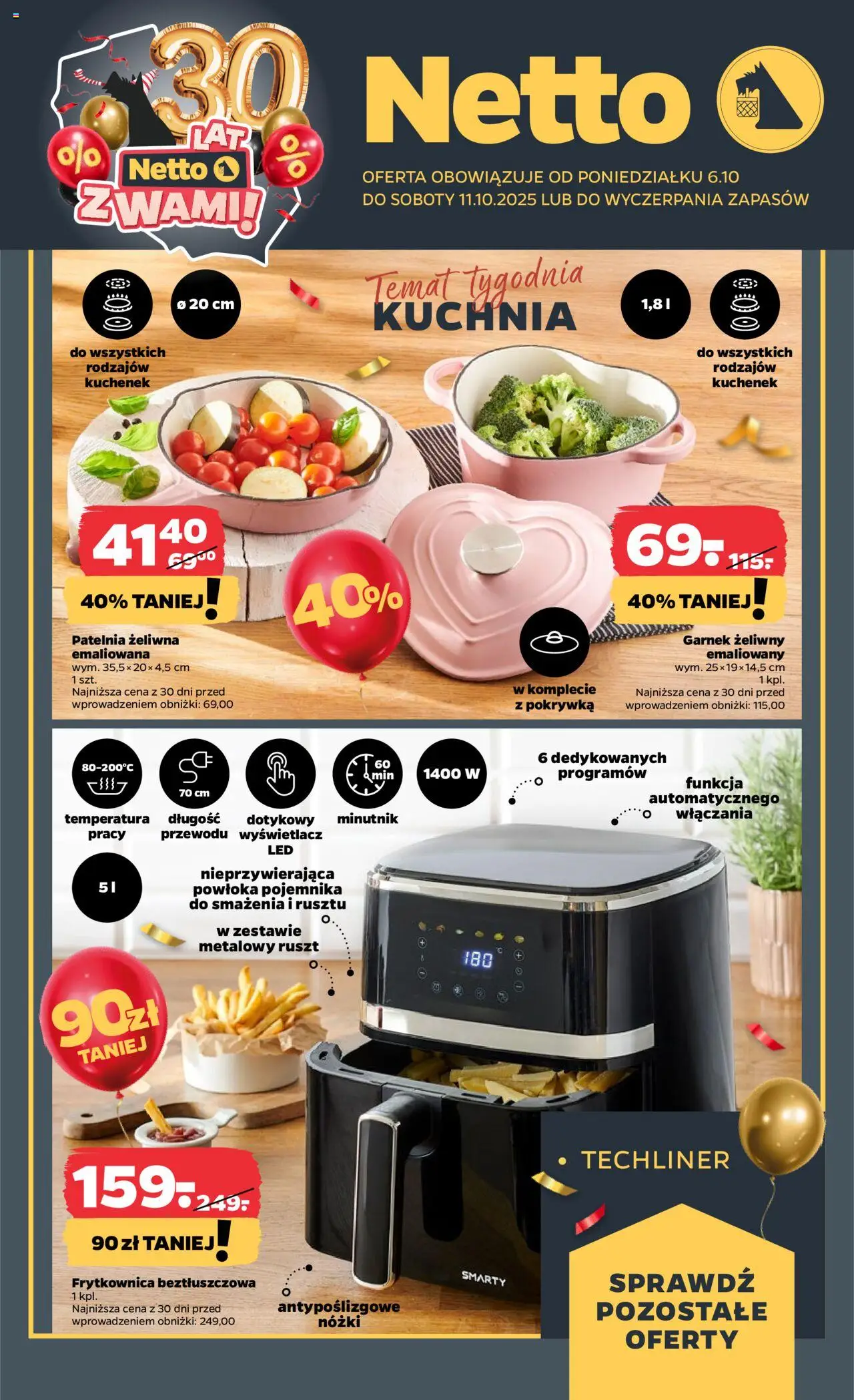 Netto gazetka - Non Food od 06.10.2025 | Strona: 1 | Produkty: Garnek żeliwny, Frytkownica, Garnek, Ruszt