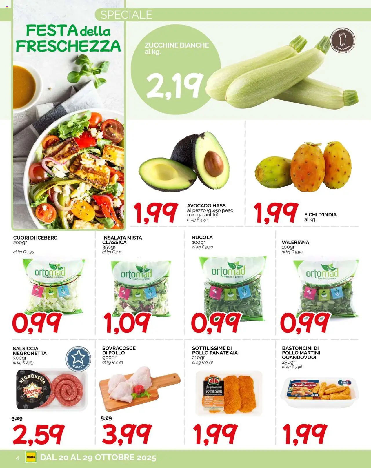 Volantino HarDis del 20.10.2025 | Pagina: 4 | Prodotti: Pollo, Rucola, Insalata, Avocado