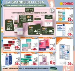 Anteprima del volantino CREMA VISO CONAD ESSENTIAE LAB illumina + nutre niacinamide 50 ml, illumina + nutre niacinamide 50 ml valido a partire dal 24.09.2025 | Pagina: 22