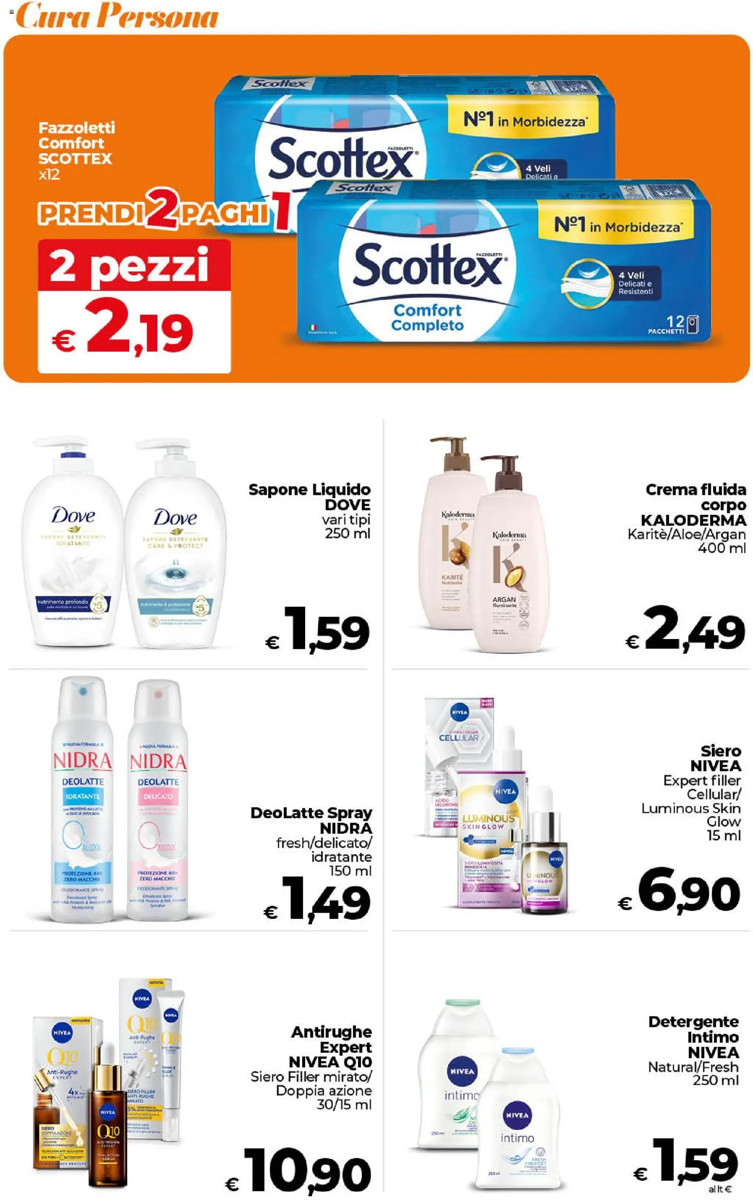 Volantino Ipercoop del 24.02.2026 | Pagina: 44 | Prodotti: Crema, Detergente, Fazzoletti, Intimo