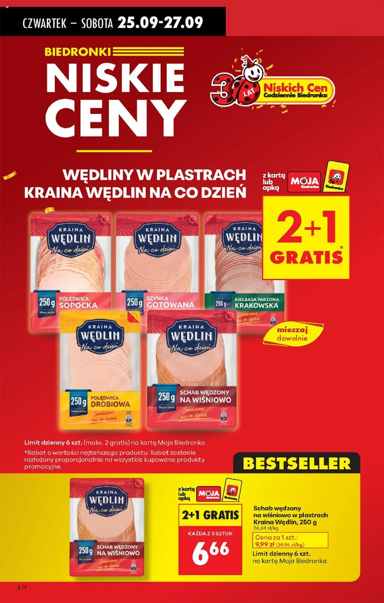 Biedronka gazetka - Oferta w tym tygodniu od 25.09.2025 | Strona: 6 | Produkty: Kiełbasa, Schab, Wędliny, Szynka gotowana
