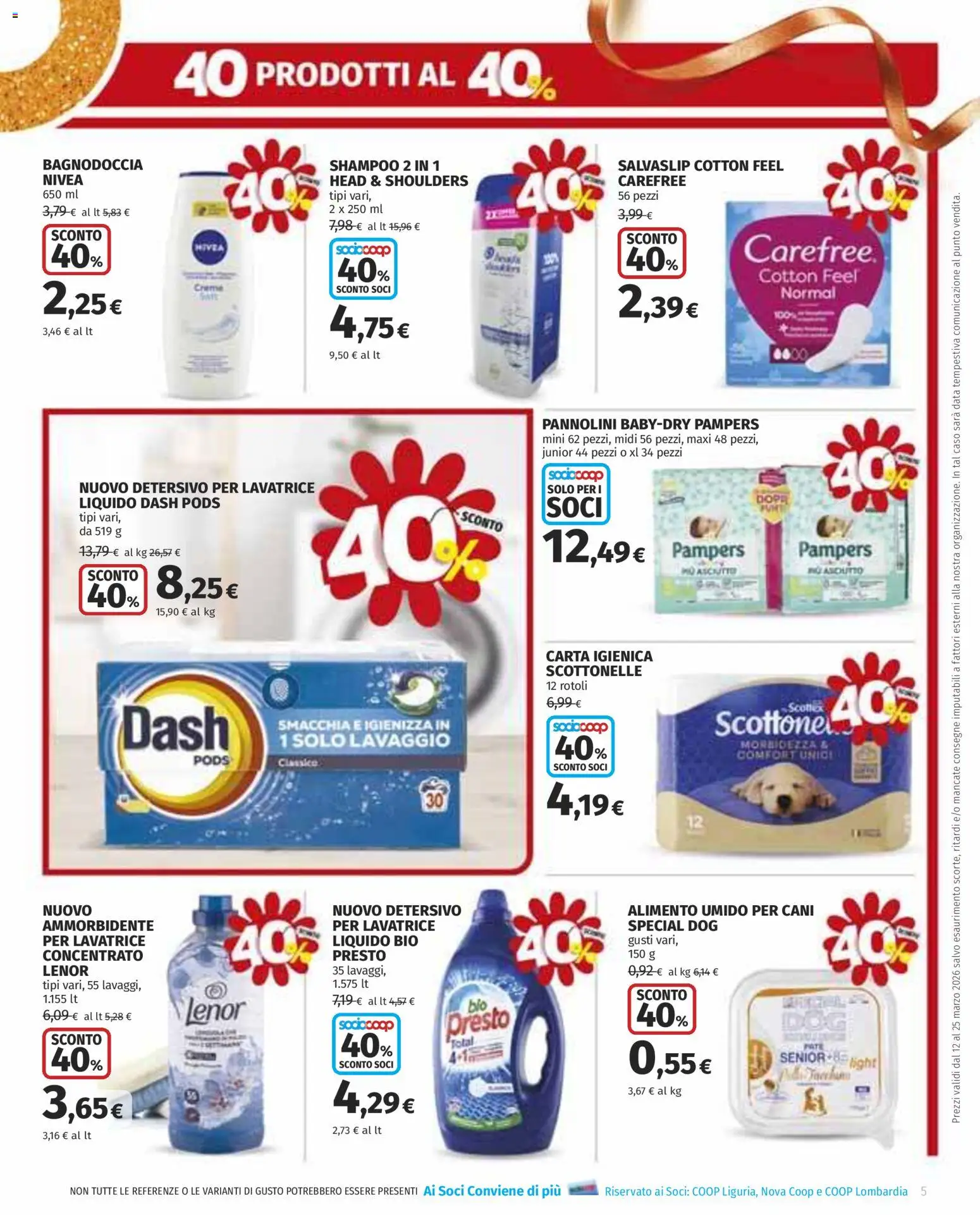 Volantino COOP del 12.03.2026 | Pagina: 5 | Prodotti: Paté, Carta igienica, Lavatrice, Pampers