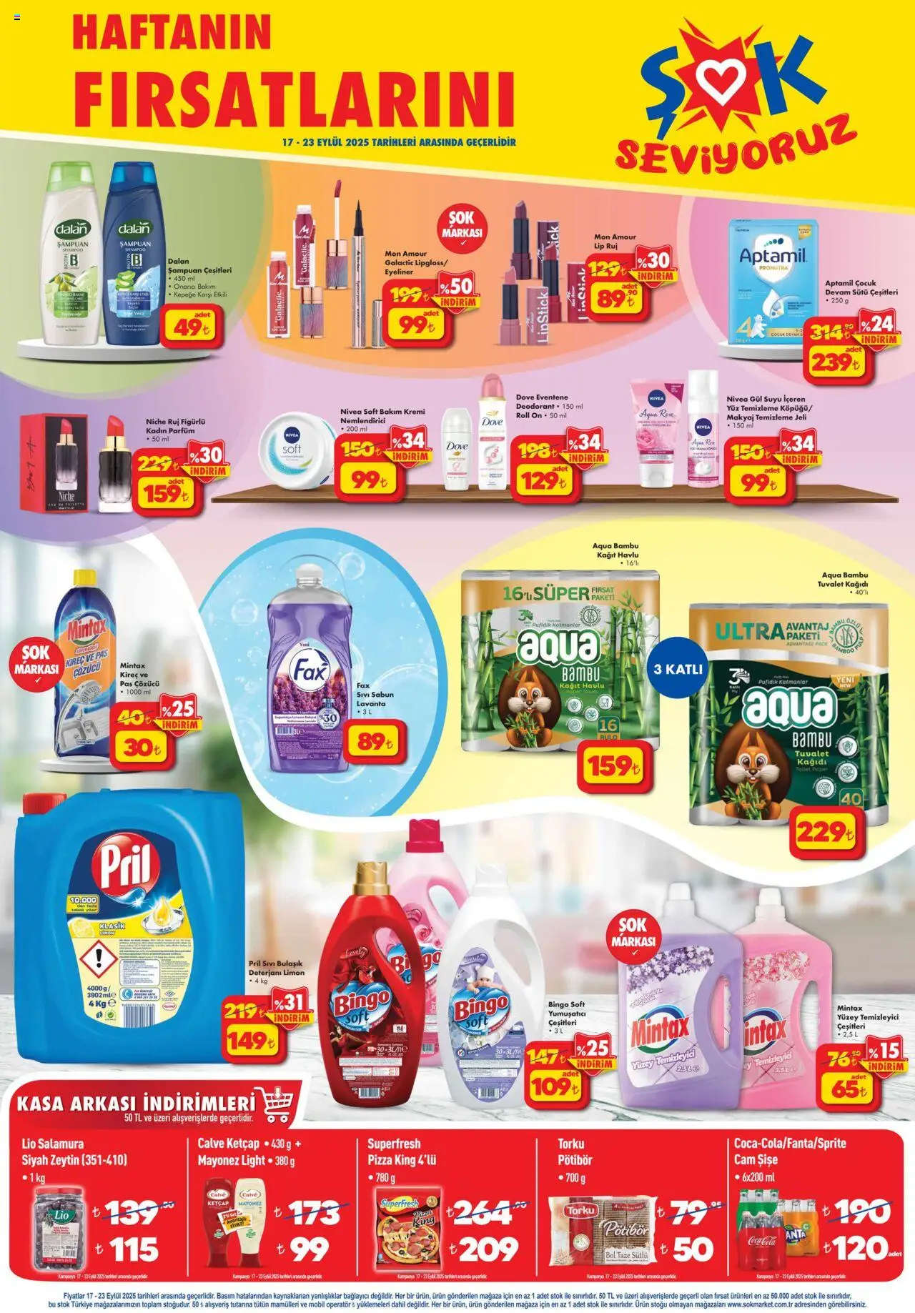 Şok Market Katalog - 17.09.2025 tarihinden itibaren geçerlidir | Sayfa: 2 | Ürünler: Eyeliner, Yumuşatıcı, Bulaşık deterjanı, Ketçap