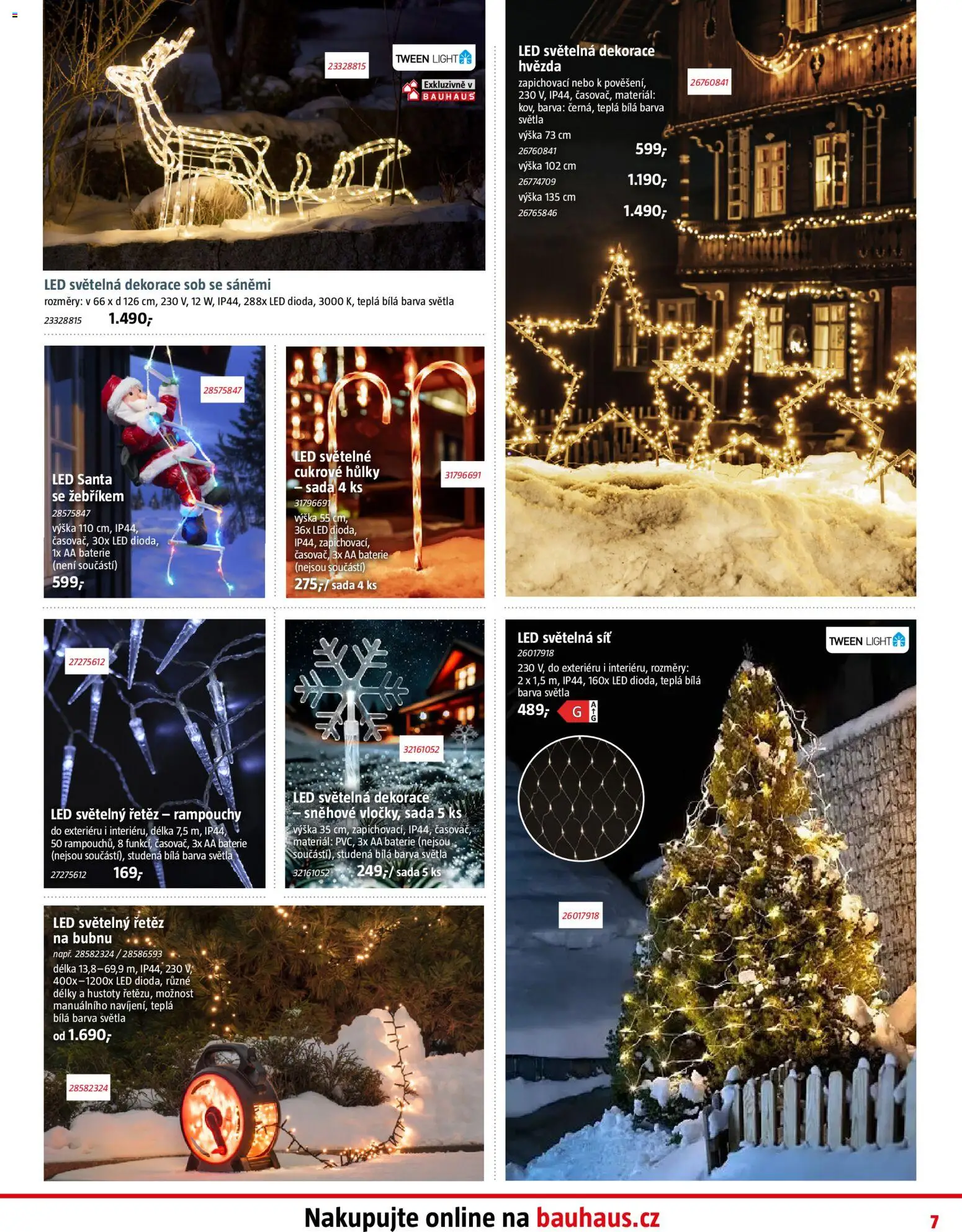 Bauhaus leták od 05.12.2025 | Strana: 7 | Produkty: Světelný řetěz, Baterie, LED, Dekorace