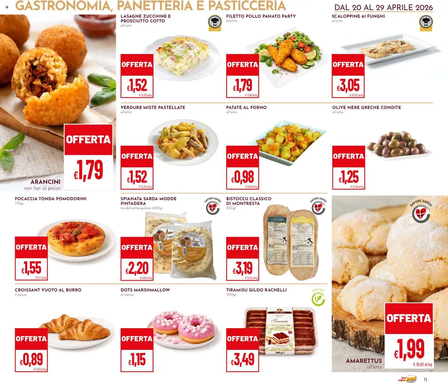 Volantino Pan del 20.04.2026 | Pagina: 11 | Prodotti: Pomodorini, Prosciutto Cotto, Verdure, Burro