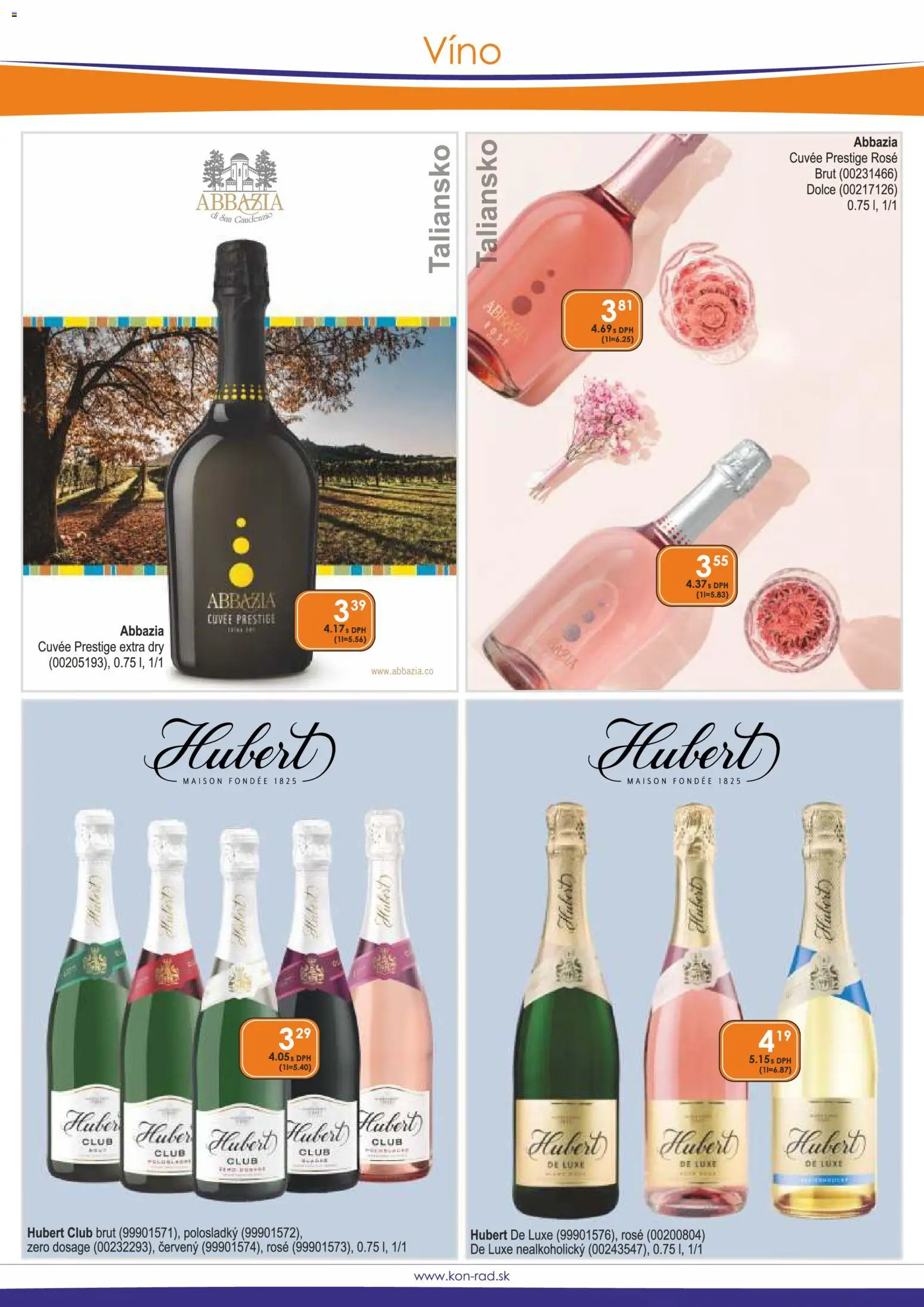 Nové KON - RAD akcie – leták je platný od 01.05.2026 | Strana: 16 | Produkty: Víno, Hubert de Luxe