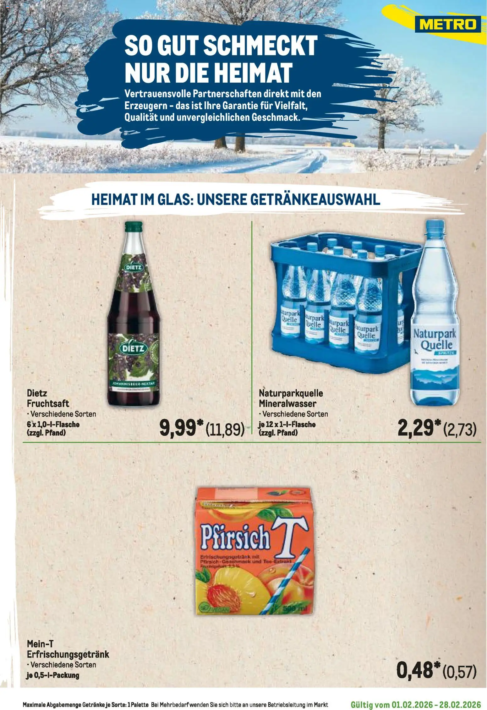 Metro Regionaler Flyer – gültig ab 01.02.2026 | Seite: 119 | Produkte: Mineralwasser, Pfirsich, Fruchtsaft