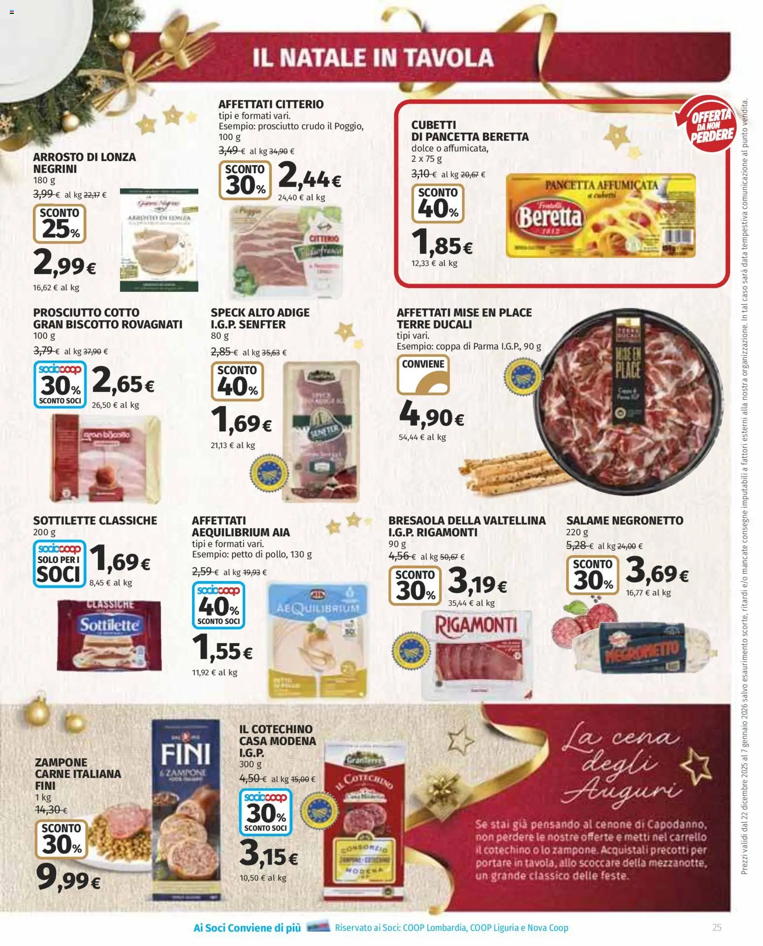 Volantino Ipercoop del 22.12.2025 | Pagina: 25 | Prodotti: Speck, Prosciutto Crudo, Salame, Data