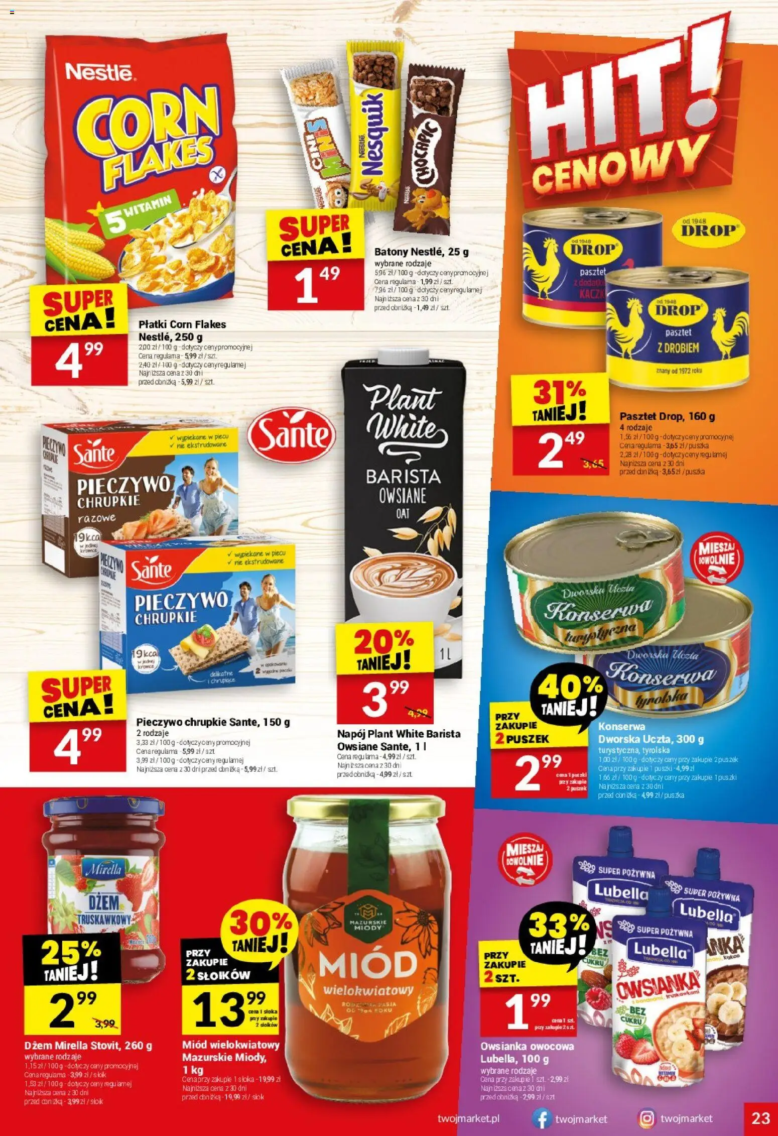Twój Market Gazetka od 07.01.2026 | Strona: 23 | Produkty: Pieczywo, Dżem, Płatki, Corn Flakes