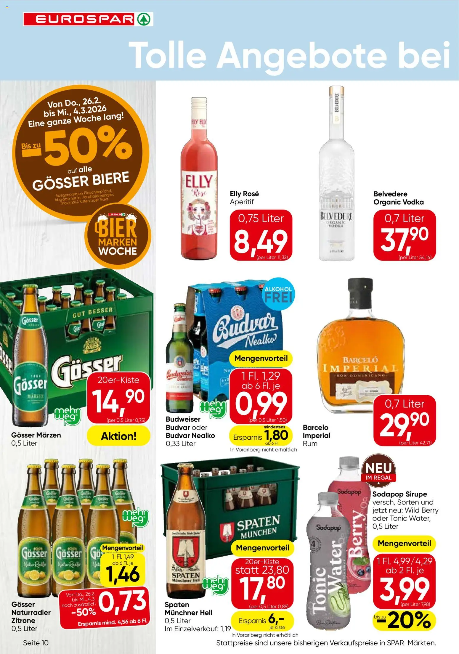 Eurospar Flugblatt gültig ab 26.02.2026 | Seite: 10 | Produkte: Zitrone, Regal, Bier