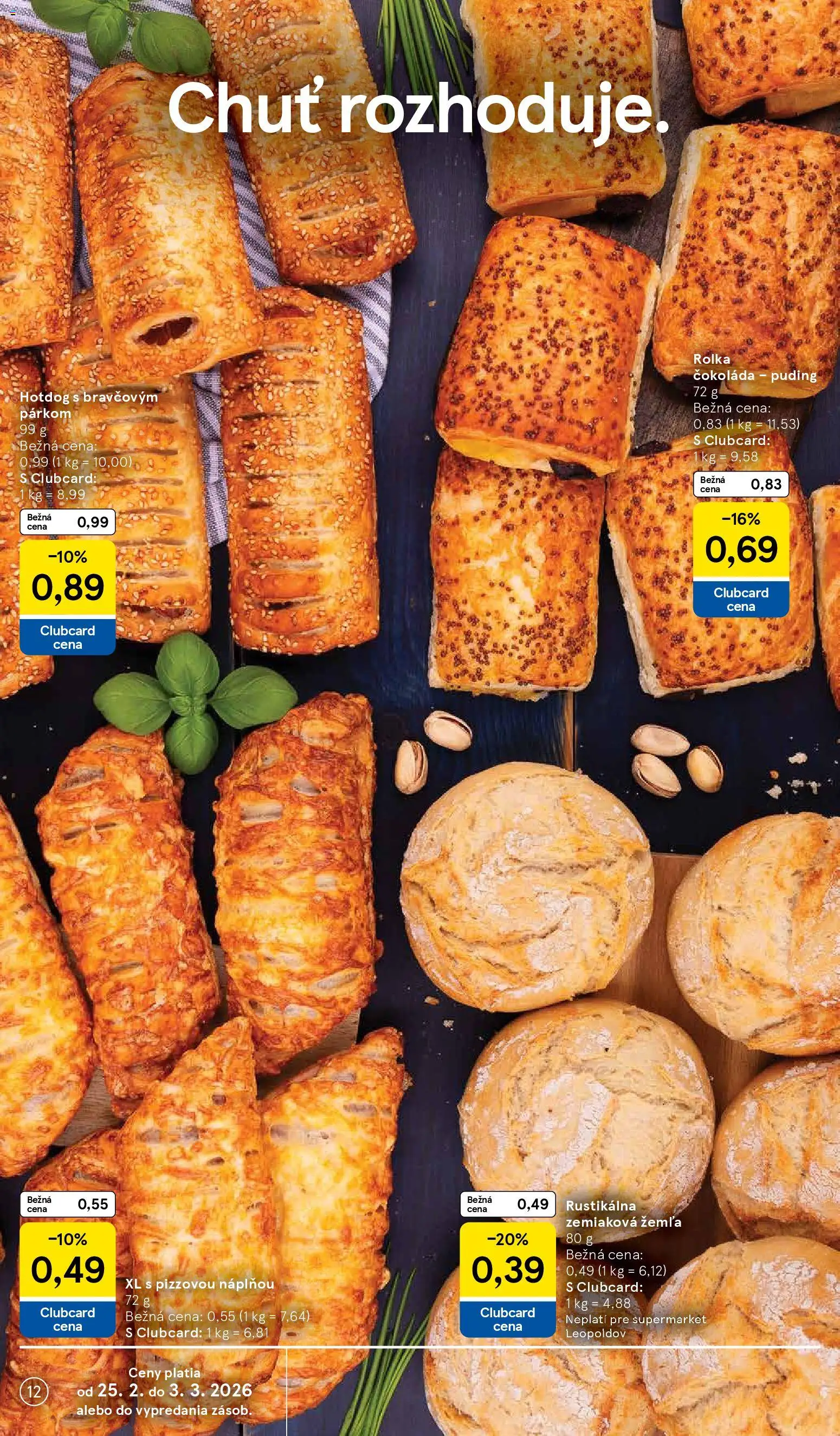 Nové Tesco akcie – leták je platný od 25.02.2026 | Strana: 12 | Produkty: Puding, Čokoláda