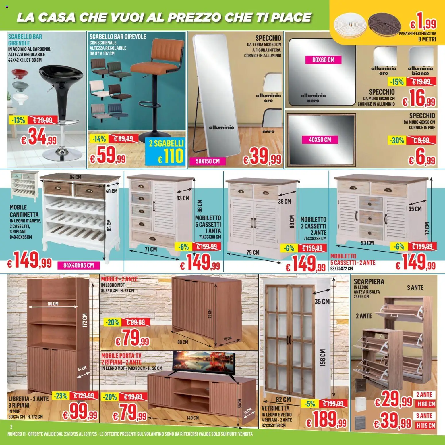 Volantino Satur del 23.10.2025 | Pagina: 2 | Prodotti: Mobile, Libreria, Specchio, Terra
