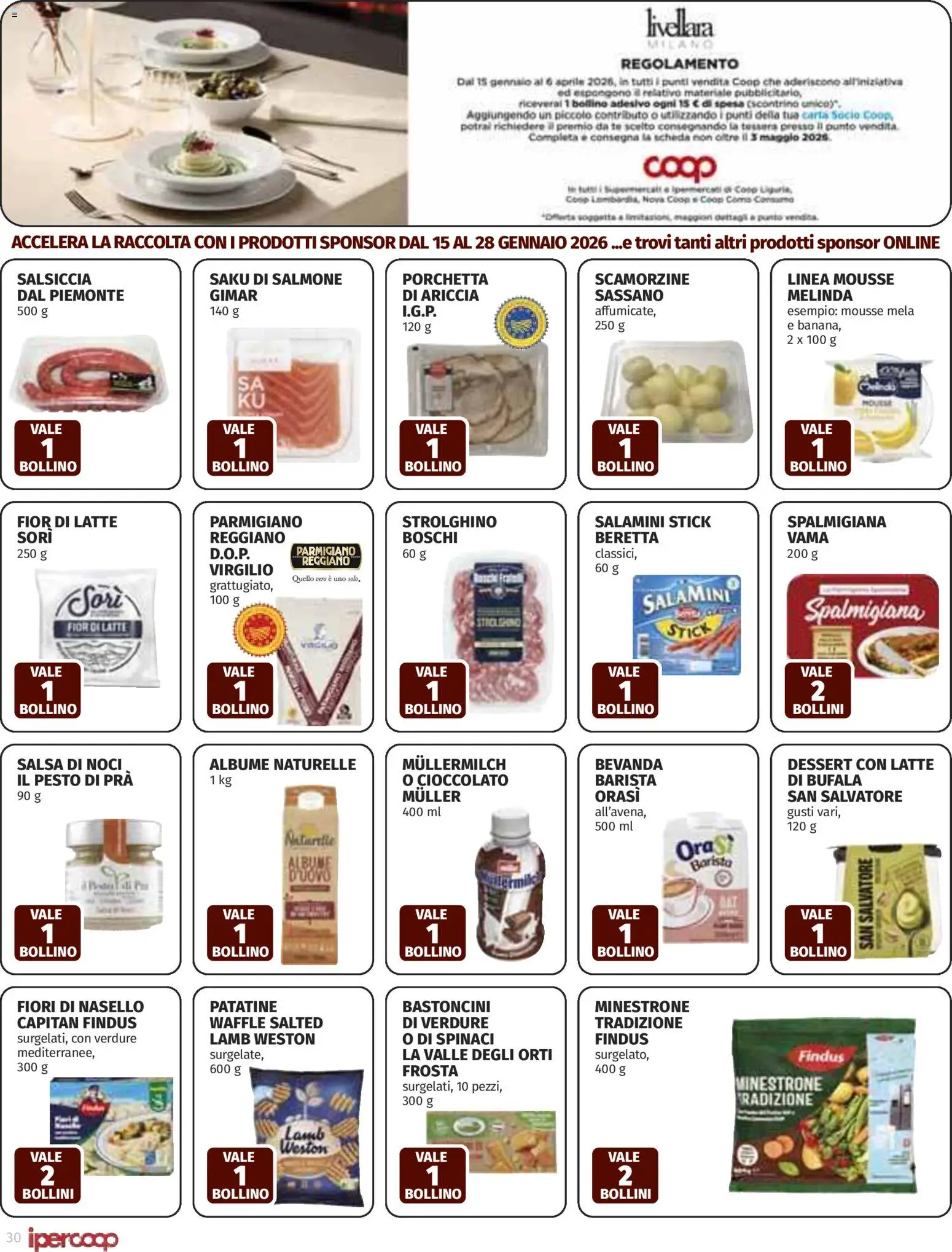 Volantino Ipercoop del 15.01.2026 | Pagina: 30 | Prodotti: Salmone, Patatine, Verdure, Salsiccia