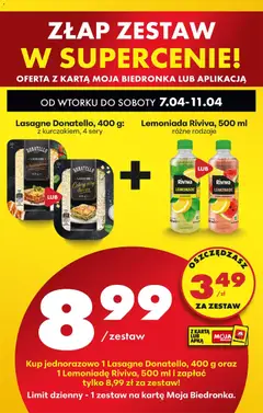 Pogląd oferty "Lasagne Donatello, 400 g, z kurczakiem, 4 sery" - ważna od 07.04.2026 | Strona: 83 | Produkty: Karta, Lasagne, Sery