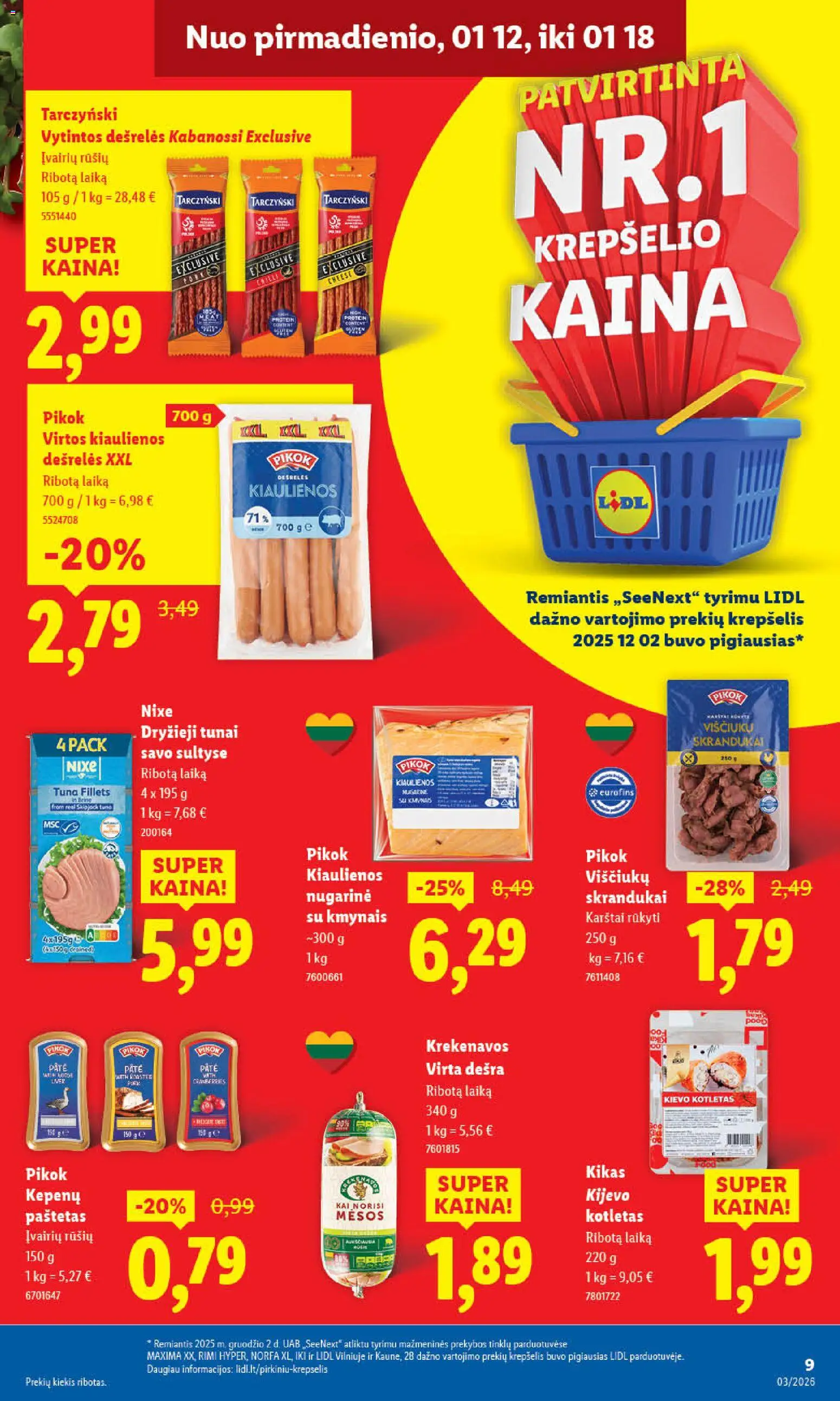 LIDL akcijos nuo 12.01.2026 | Puslapis: 11 | Prekių: Kiaulienos, Dešrelės, Viščiukų, Dešra