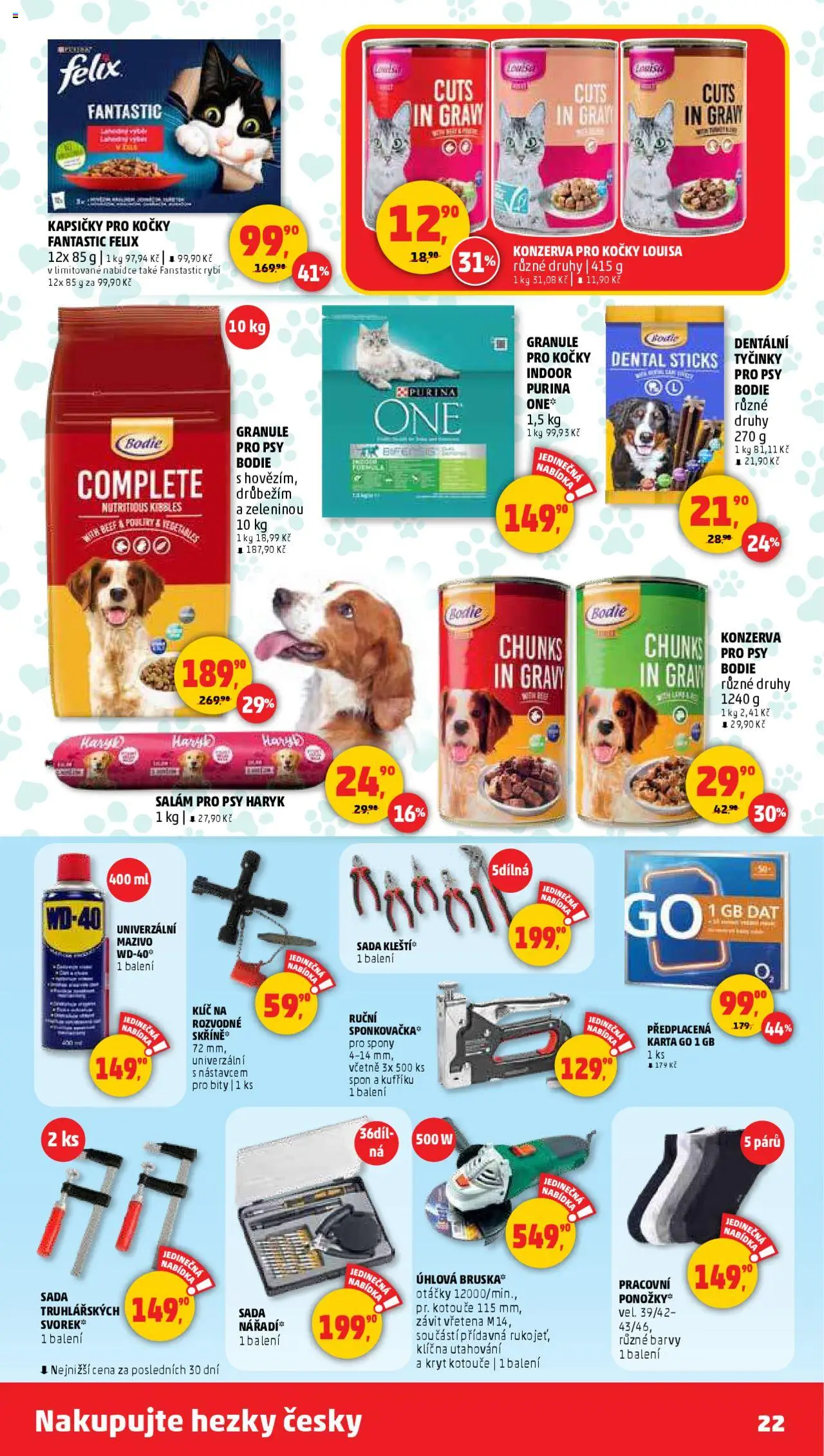 Penny Market leták - Čtvrtečník od 09.10.2025 | Strana: 22 | Produkty: Felix, Salám, Kapsičky pro kočky, Konzerva pro kočky