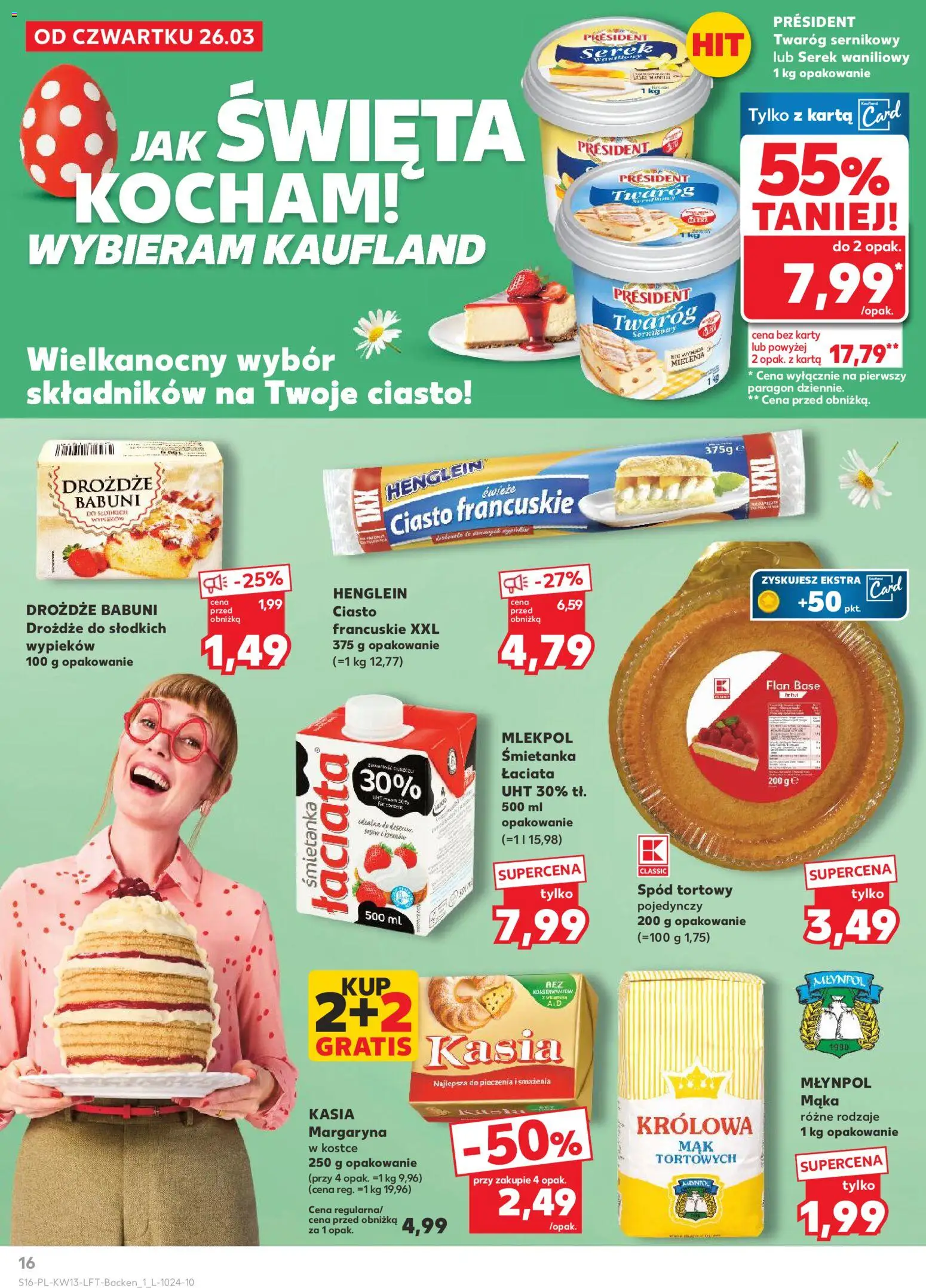 Kaufland gazetka od 26.03.2026 | Strona: 16 | Produkty: Karta, Serek, Spód tortowy, Twaróg