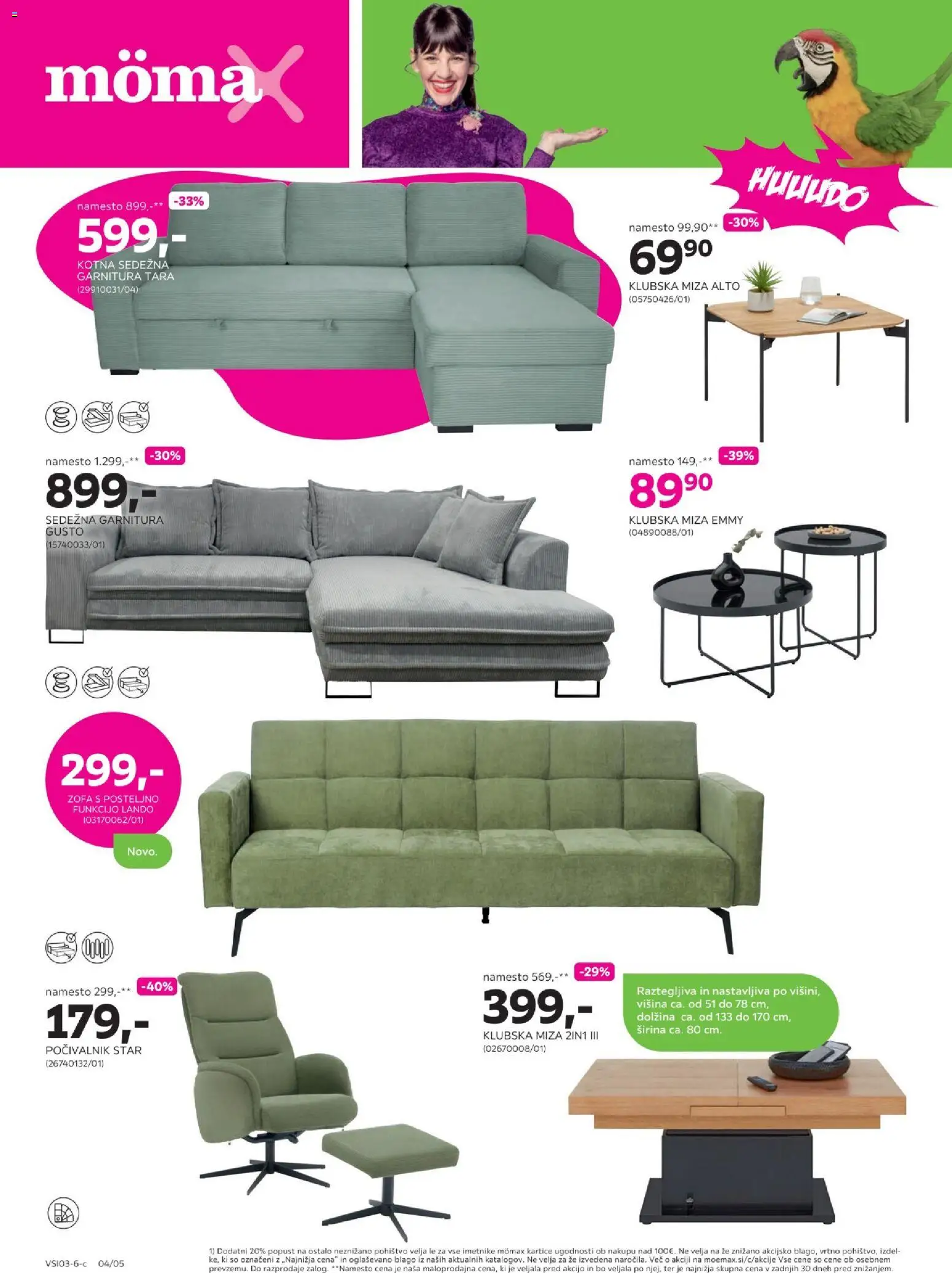 Novi Mömax katalog ponudbe – veljaven od 16.03.2026 | Stran: 4 | Izdelki: Klubska miza, Pohištvo, Sedezna garnitura, Miza