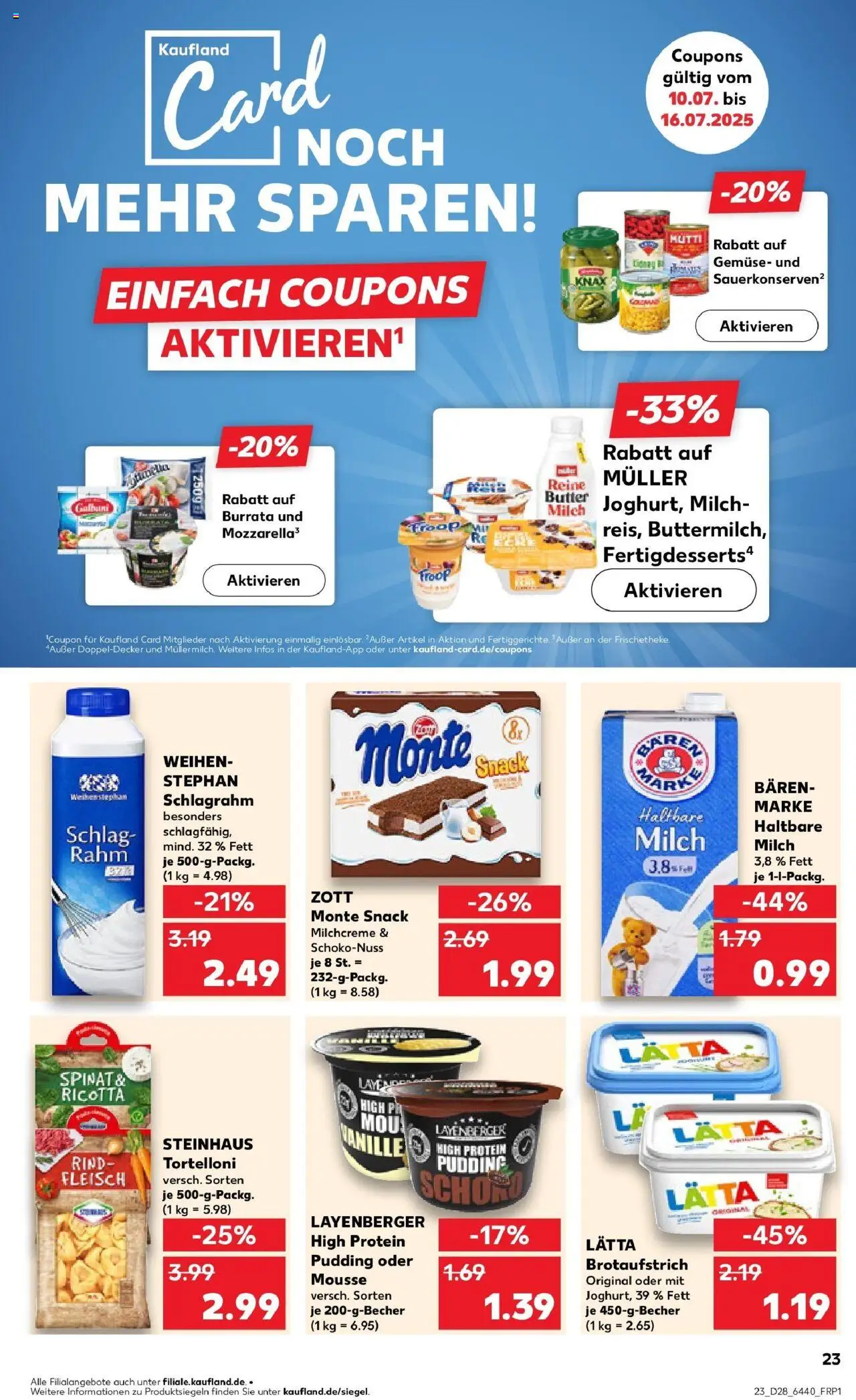 Kaufland prospekt Worms	 - gültig ab dem 09.07.2025 | Seite: 23 | Produkte: High protein pudding, Haltbare milch, Burrata, Lätta