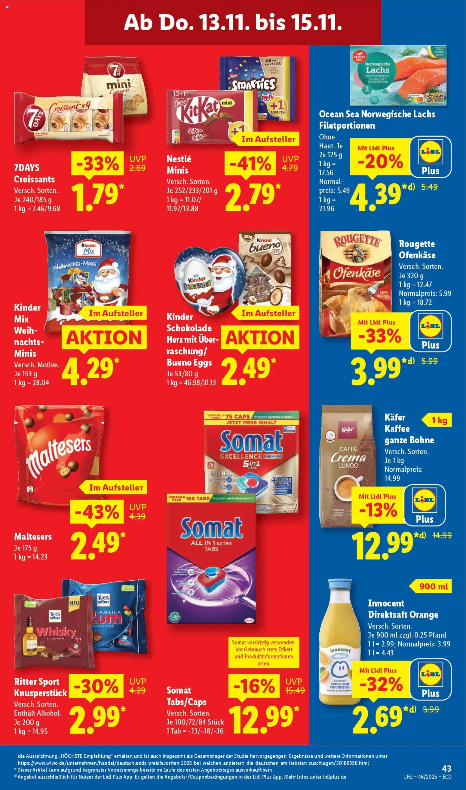 Lidl - Prospekt – gültig ab 10.11.2025 | Seite: 61 | Produkte: Whisky, Kinder bueno, Croissant, Lachs