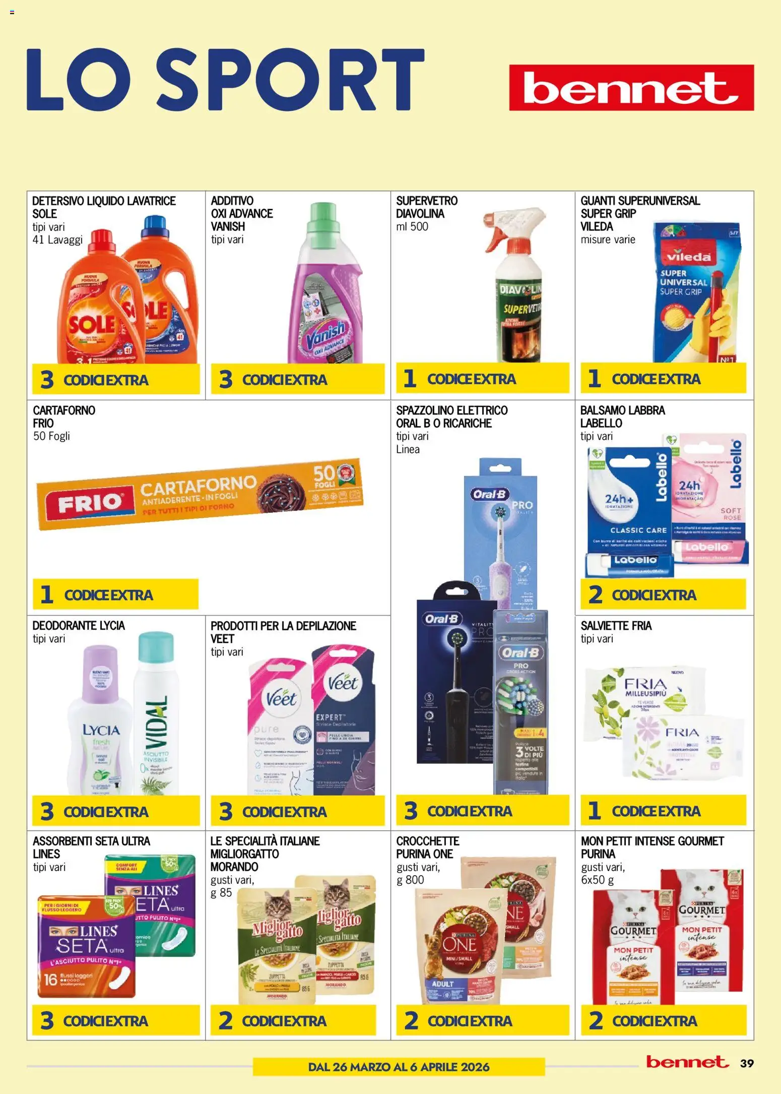Volantino bennet del 23.03.2026 | Pagina: 39 | Prodotti: Balsamo, Guanti, Lavatrice, Spazzolino elettrico