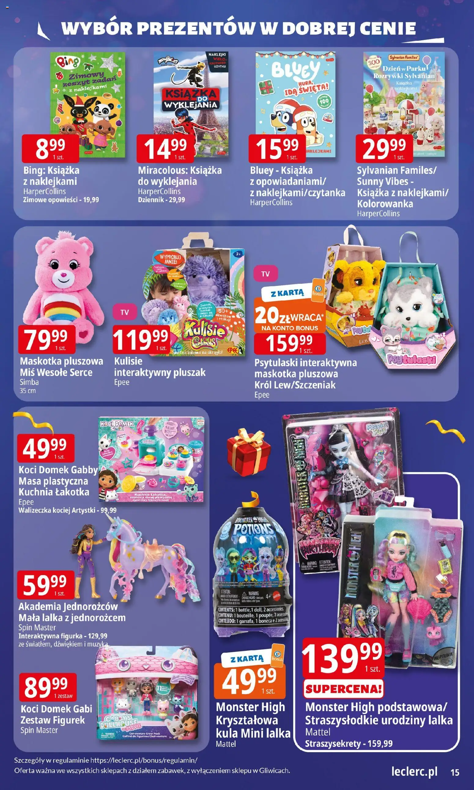 E.Leclerc Gazetka - Wrocław prezenty od 02.12.2025 | Strona: 15 | Produkty: Karta, Lalka, Zeszyt, Naklejki