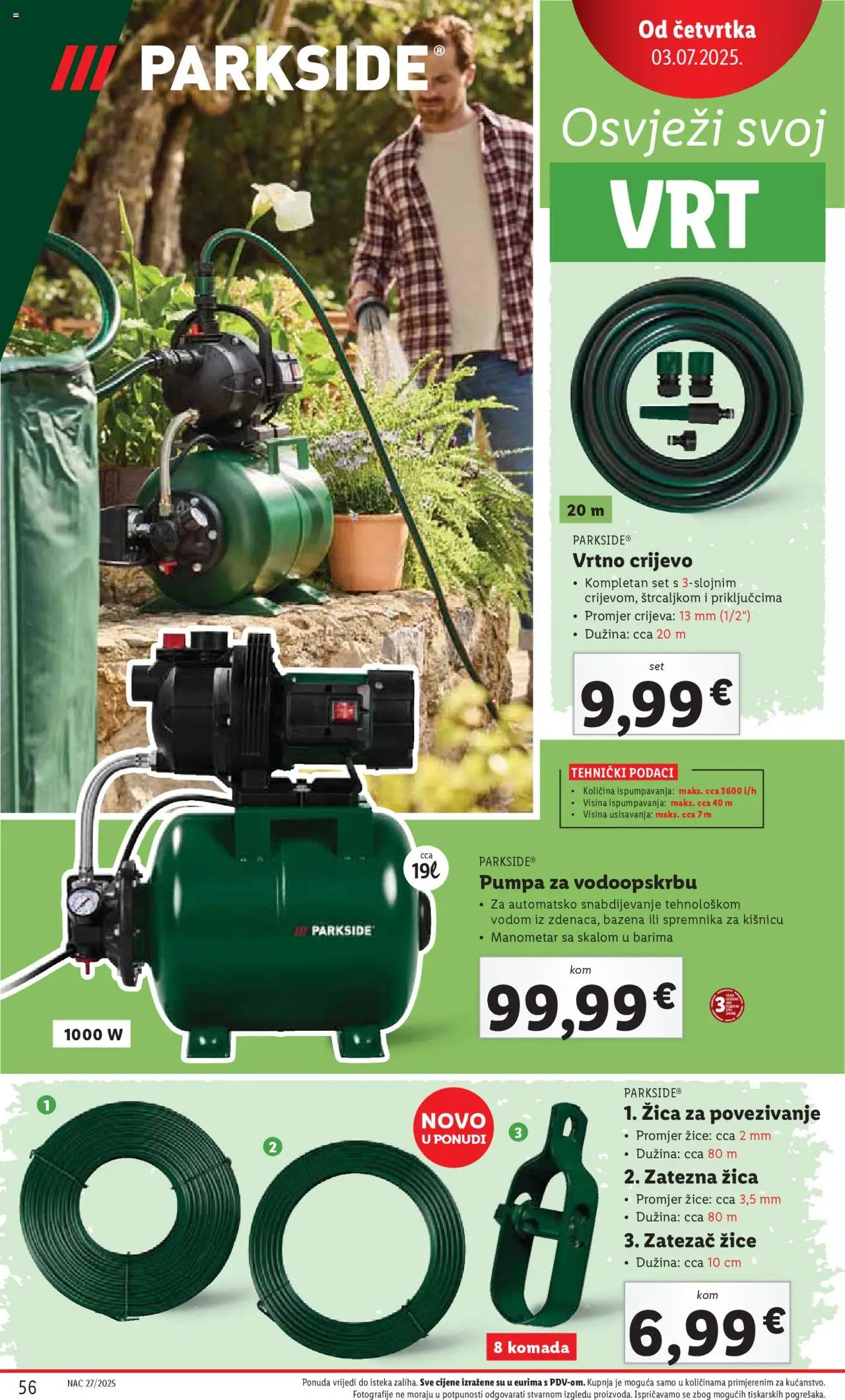 Lidl katalog | vrijedi od 30.06.2025 | Stranica: 56 | Proizvodi: Manometar, Vrtno crijevo, Parkside