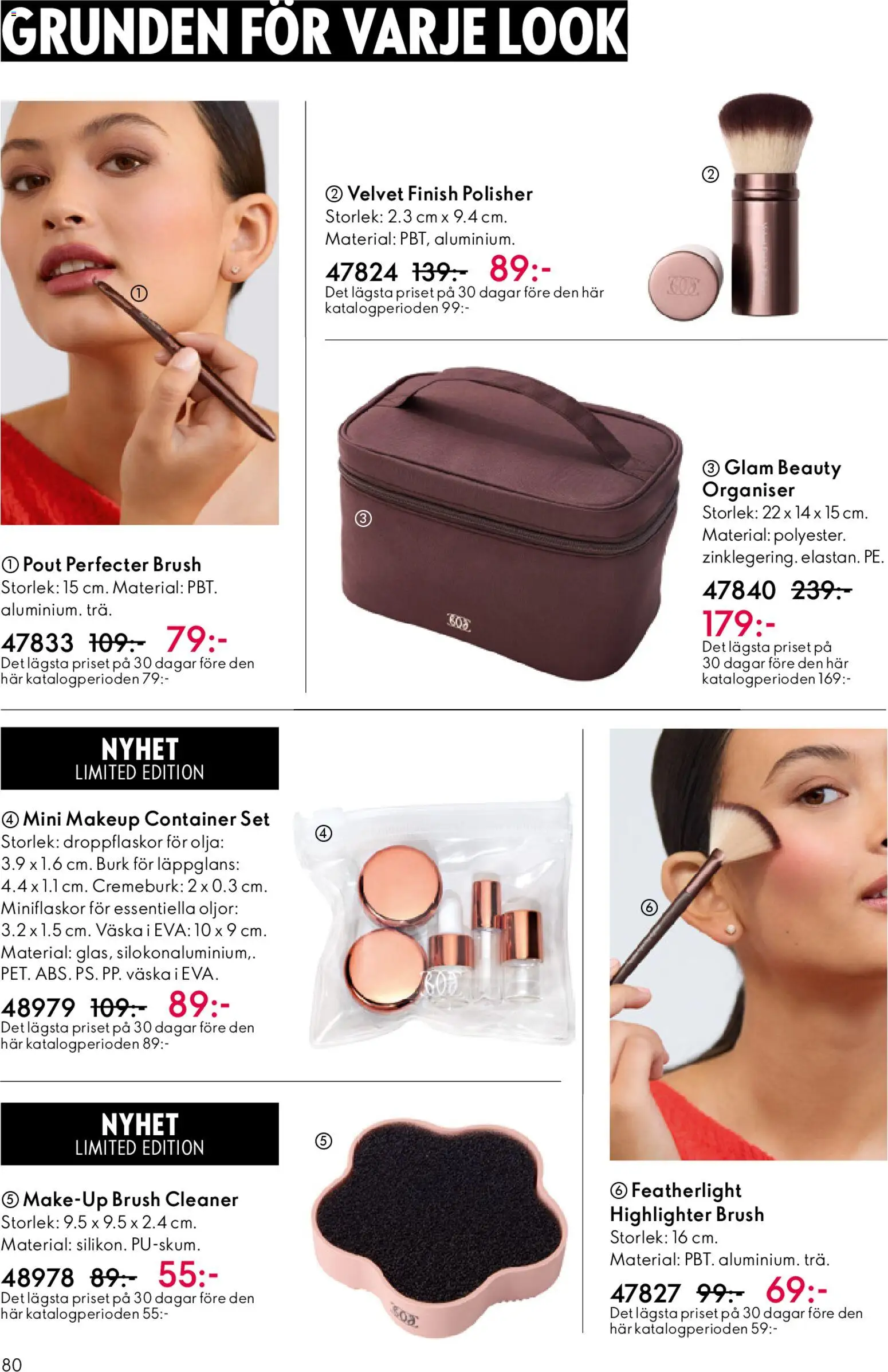 Oriflame reklamblad aktuell från 19.11.2025 | Sida: 80 | Produkter: Highlighter, Läppglans, Set, Väska