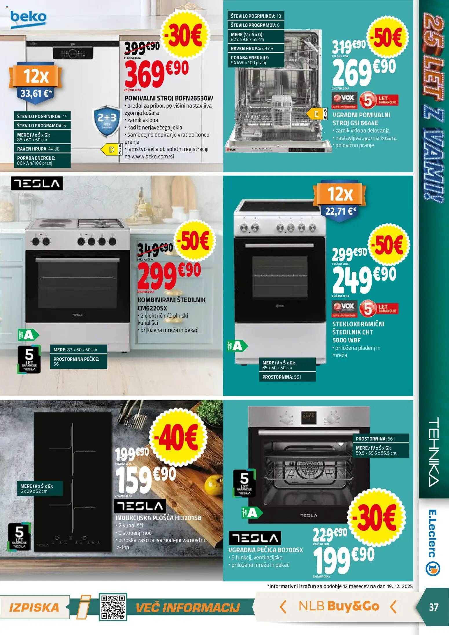 Novi E.leclerc katalog ponudbe – veljaven od 07.01.2026 | Stran: 37 | Izdelki: Pecica, Pomivalni stroj, Košara, Indukcijska plošča
