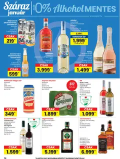 Spar Akciós újság - amely érvényes a következő dátumtól: 08.01.2026 | Oldal: 14 | Termékek: Jägermeister, Whiskey, Sör, Fehérbor