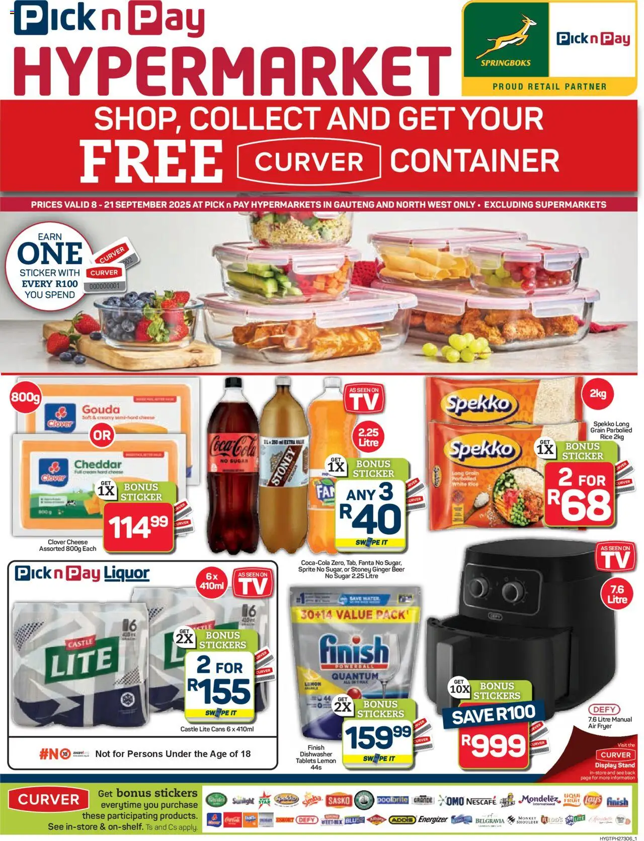 New Pick n Pay catalogue – valid from 08.09.2025 | Page: 1 | Products: Cheese, Beer, Rice, Lemon