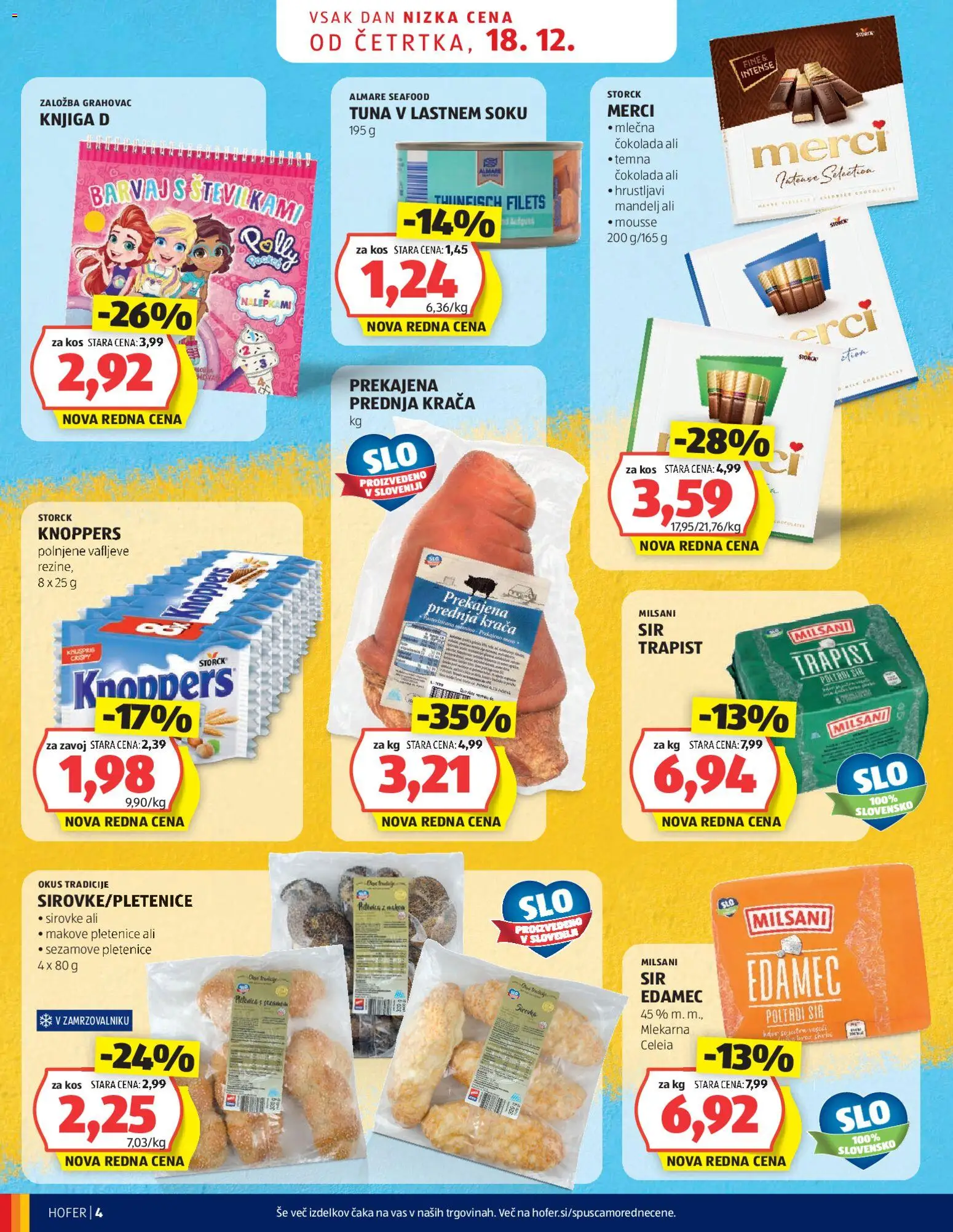 Novi Hofer katalog ponudbe – veljaven od 18.12.2025 | Stran: 4 | Izdelki: Edamec, Tuna, Knjiga, Cokolada