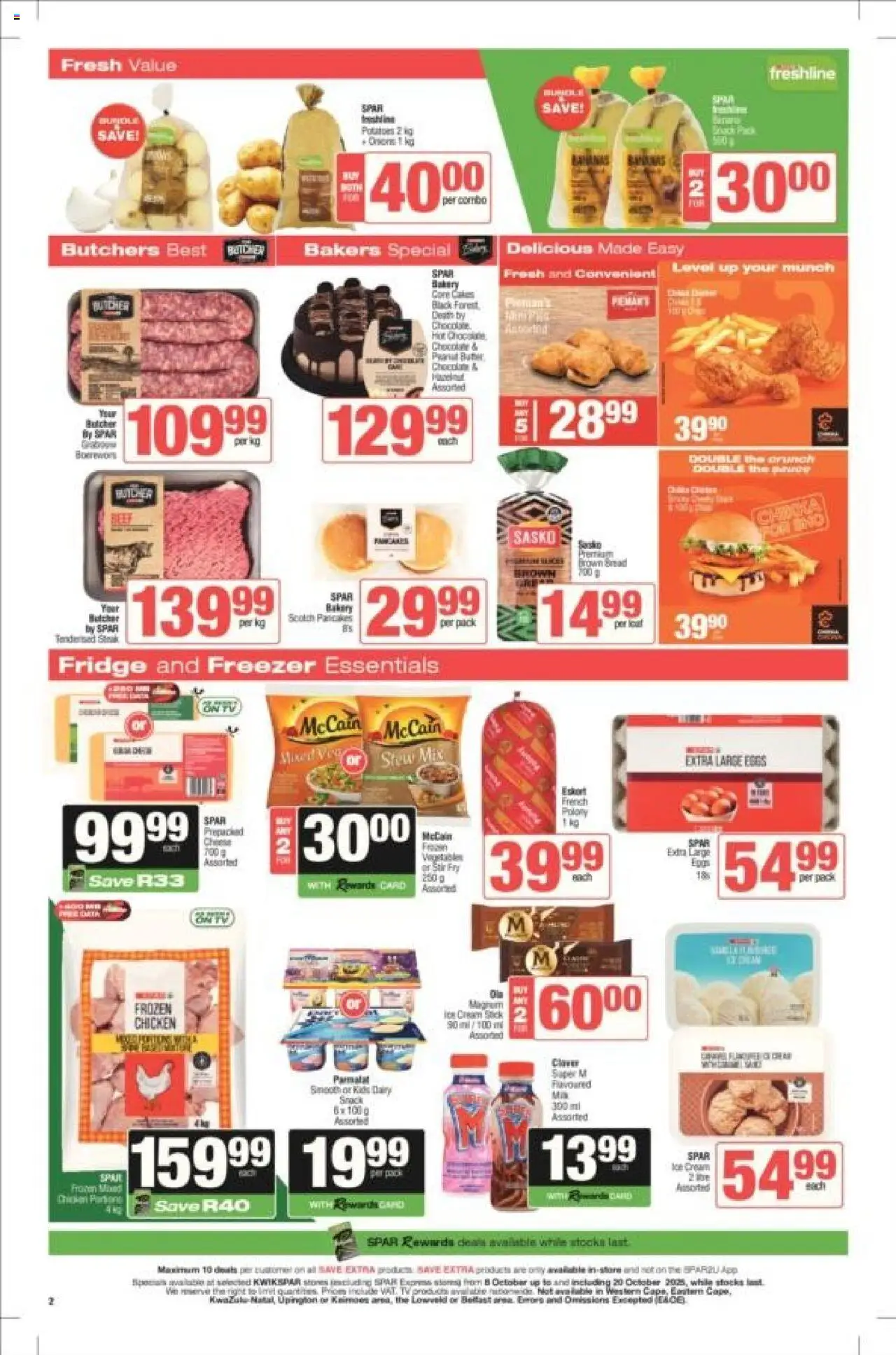 New KWIKSPAR catalogue – valid from 08.10.2025 | Page: 2 | Products: TV, Eggs, Ice cream, Potatoes