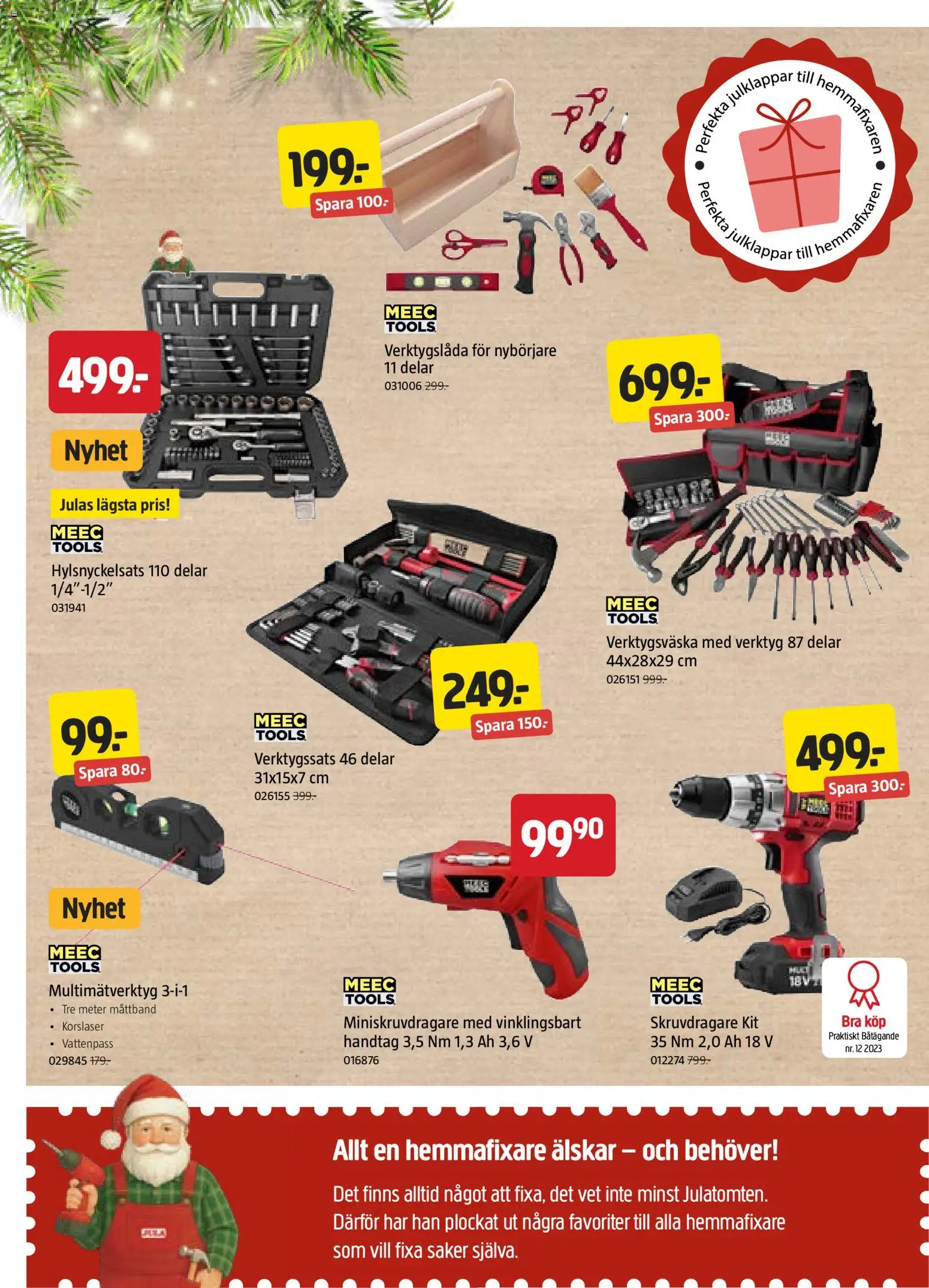 Jula reklamblad aktuell från 02.12.2025 | Sida: 12 | Produkter: Skruvdragare, Vattenpass, Måttband