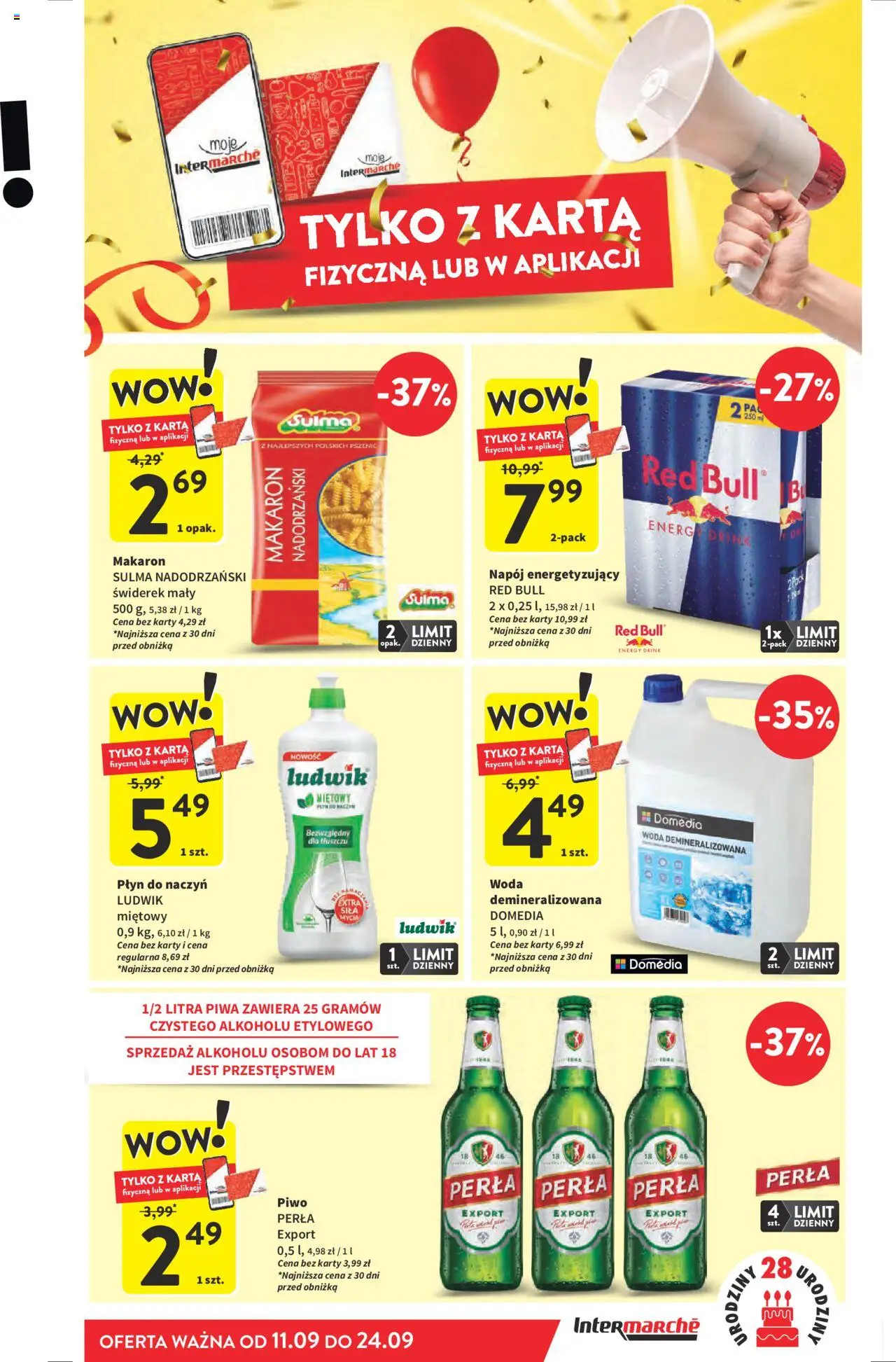 Intermarche Gazetka od 18.09.2025 | Strona: 9 | Produkty: Karta, Red bull, Piwo, Woda