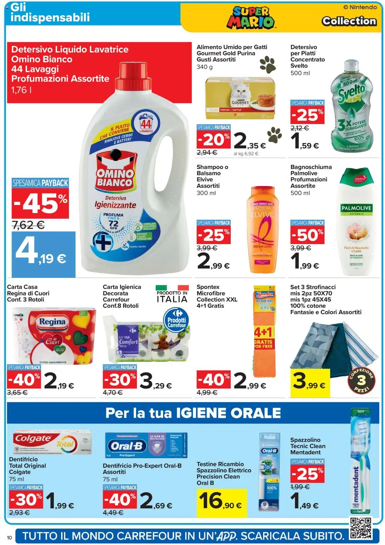 Volantino Carrefour del 02.10.2025 | Pagina: 10 | Prodotti: Dentifricio, Spazzolino, Spazzolino elettrico, Strofinacci