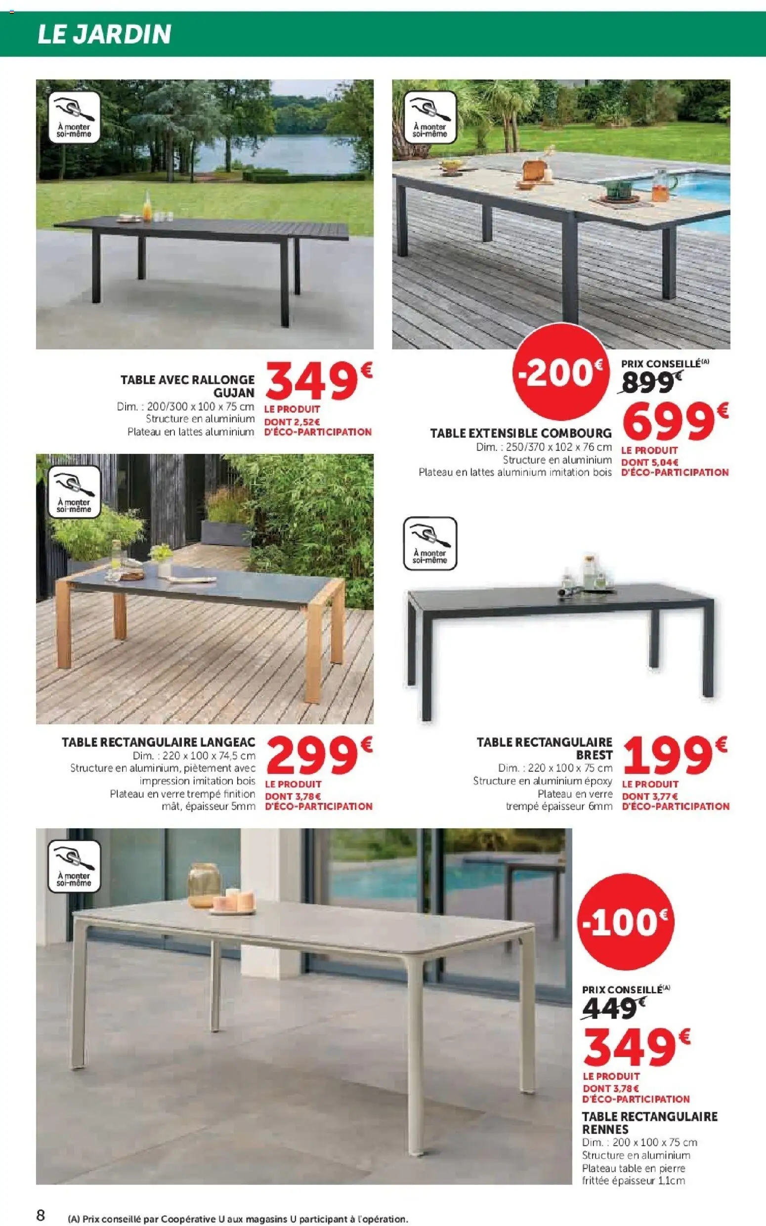 {H1} | Page: 8 | Produits: Plateau, Table extensible, Table