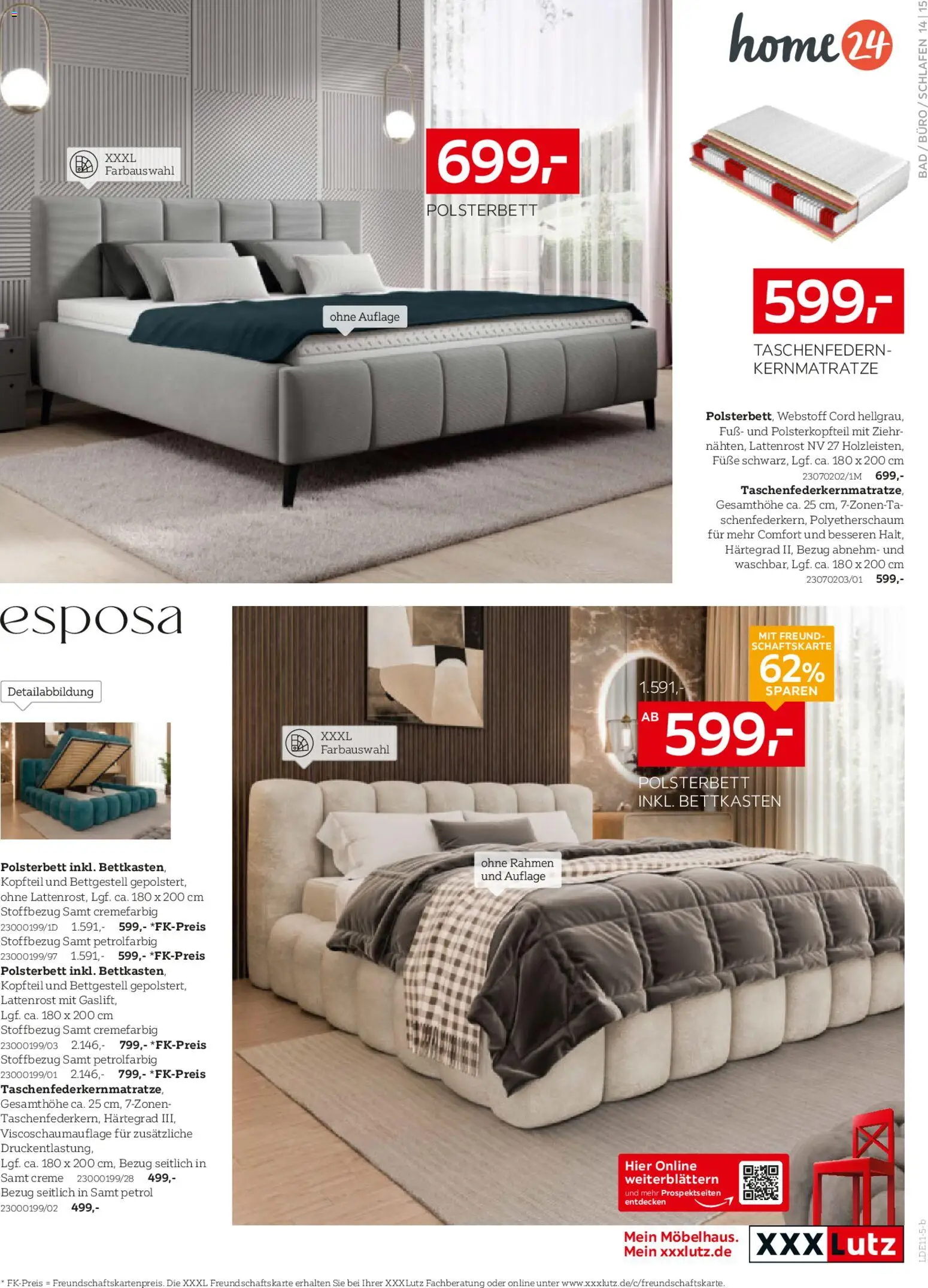 XXXL Lutz Nr. 1 beim Preis – gültig ab 02.11.2025 | Seite: 19 | Produkte: Lattenrost, Polsterbett, Bad, Creme