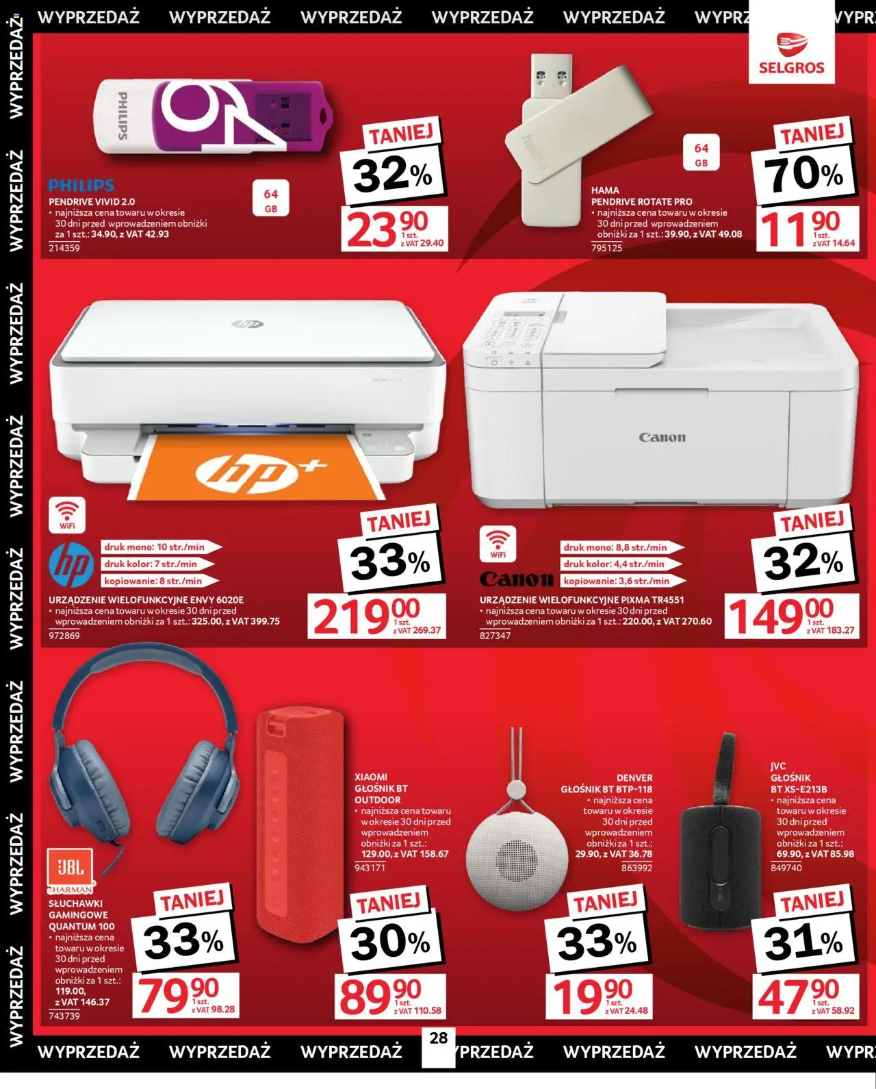 Selgros cash&carry Gazetka - Oferta przemysłowa od 09.10.2025 | Strona: 28 | Produkty: Słuchawki, Głośnik, Pendrive