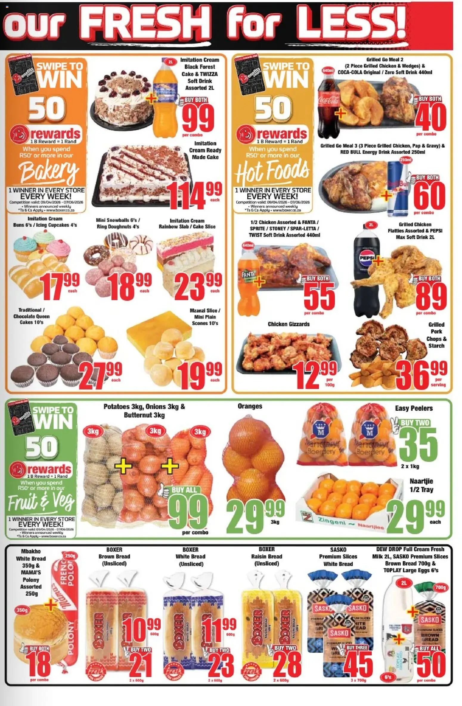 New Boxer catalogue – valid from 23.04.2026 | Page: 3 | Products: Buns, Chocolate, Sprite, Cream